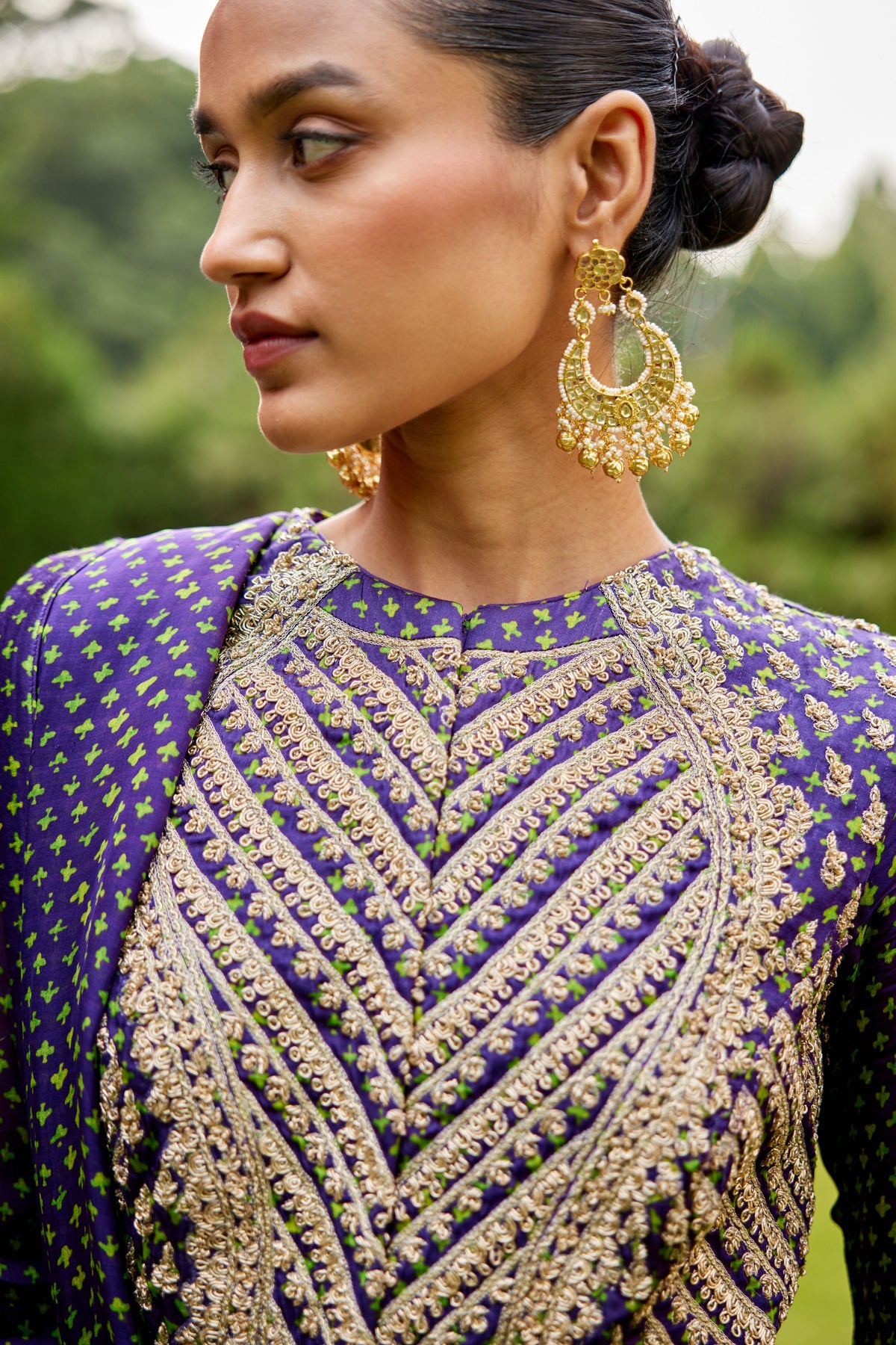 Purple Green Anarkali Set