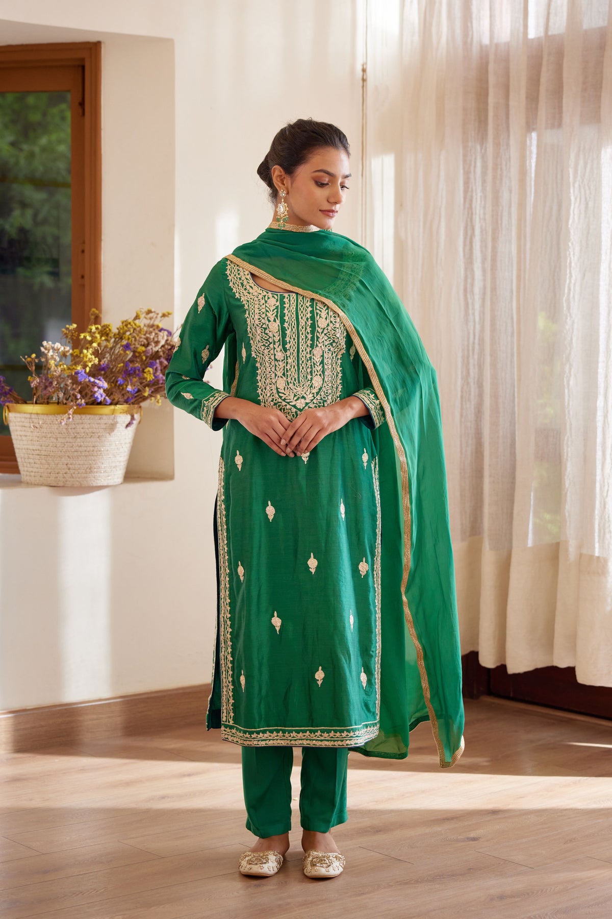 Bottle Green Kurta Set