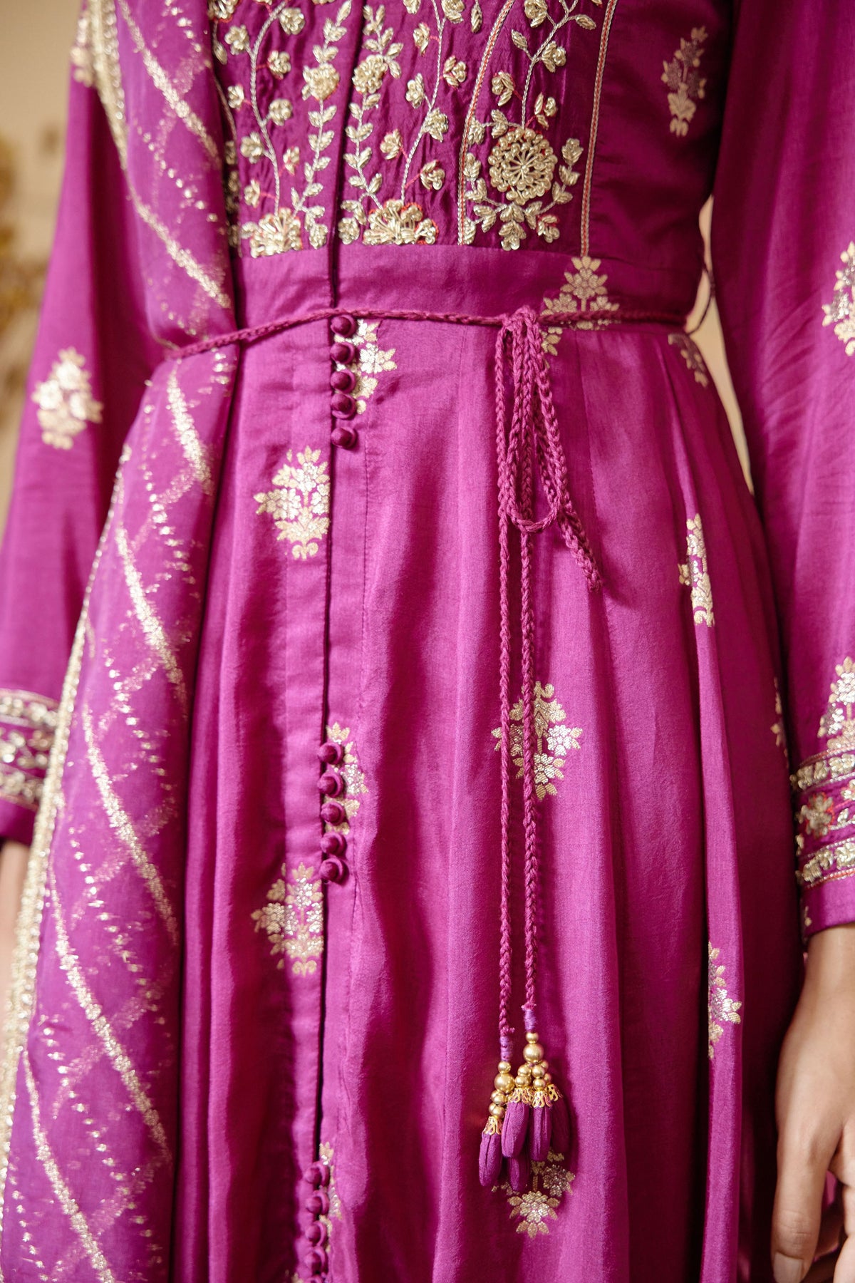 Wine Anarkali Set