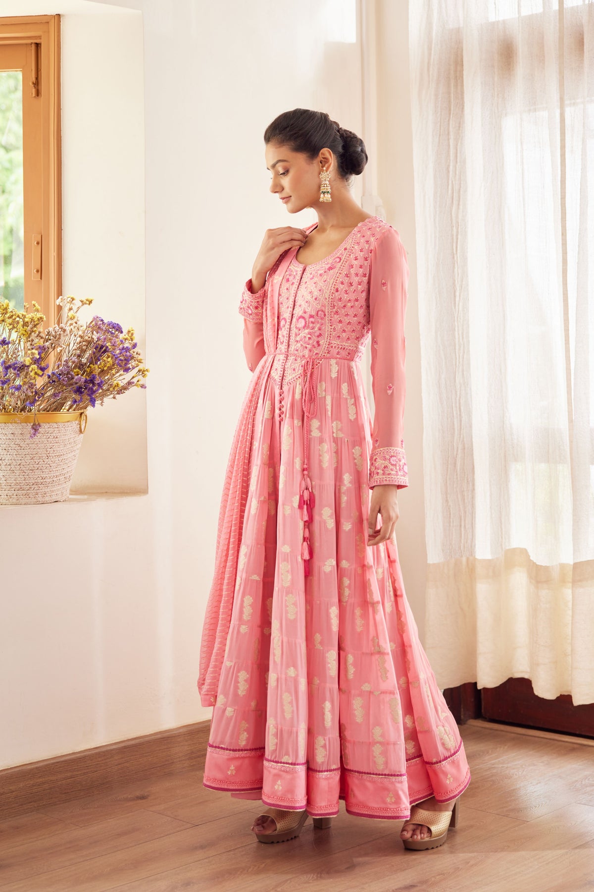 Rosepink Anarkali Set