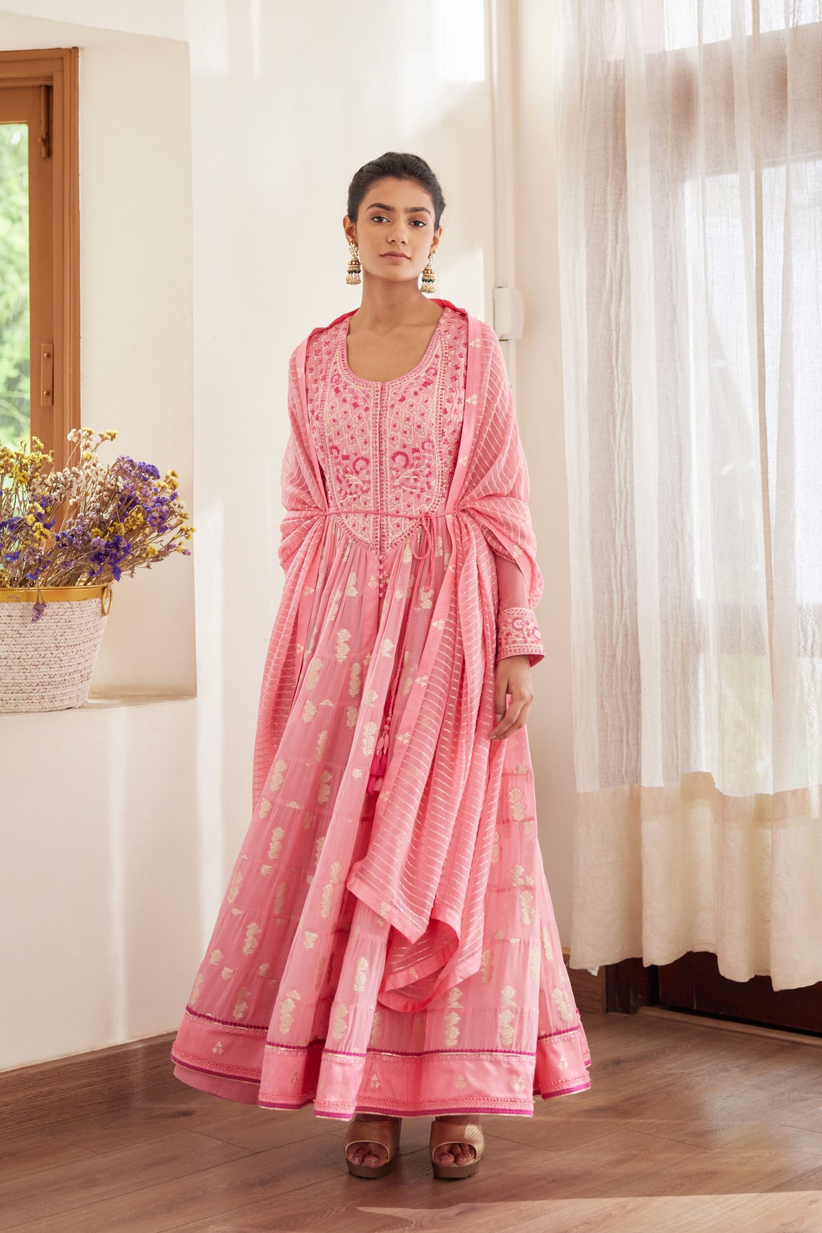 Rosepink Anarkali Set