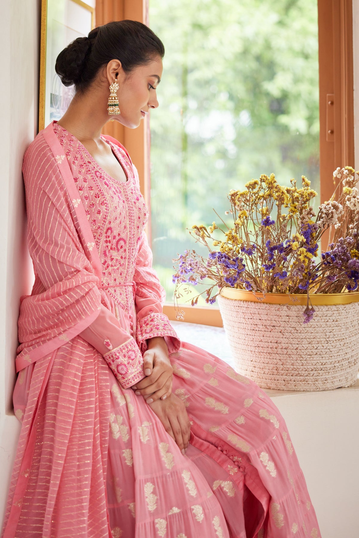 Rosepink Anarkali Set