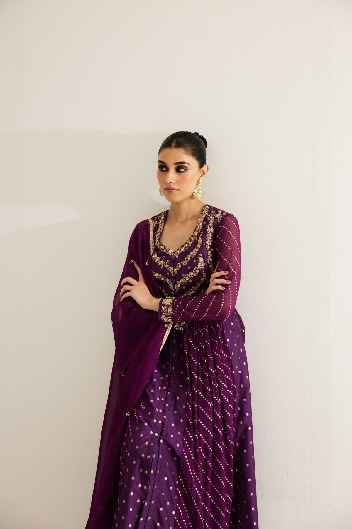 Purple Wine Anarkali Set