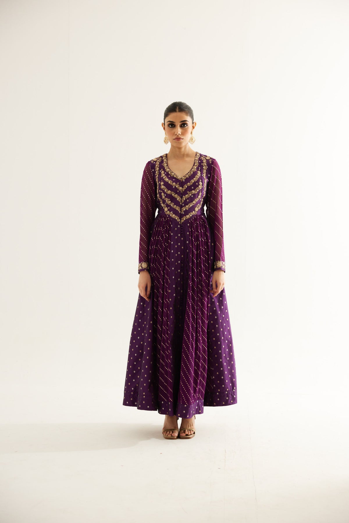 Purple Wine Anarkali Set