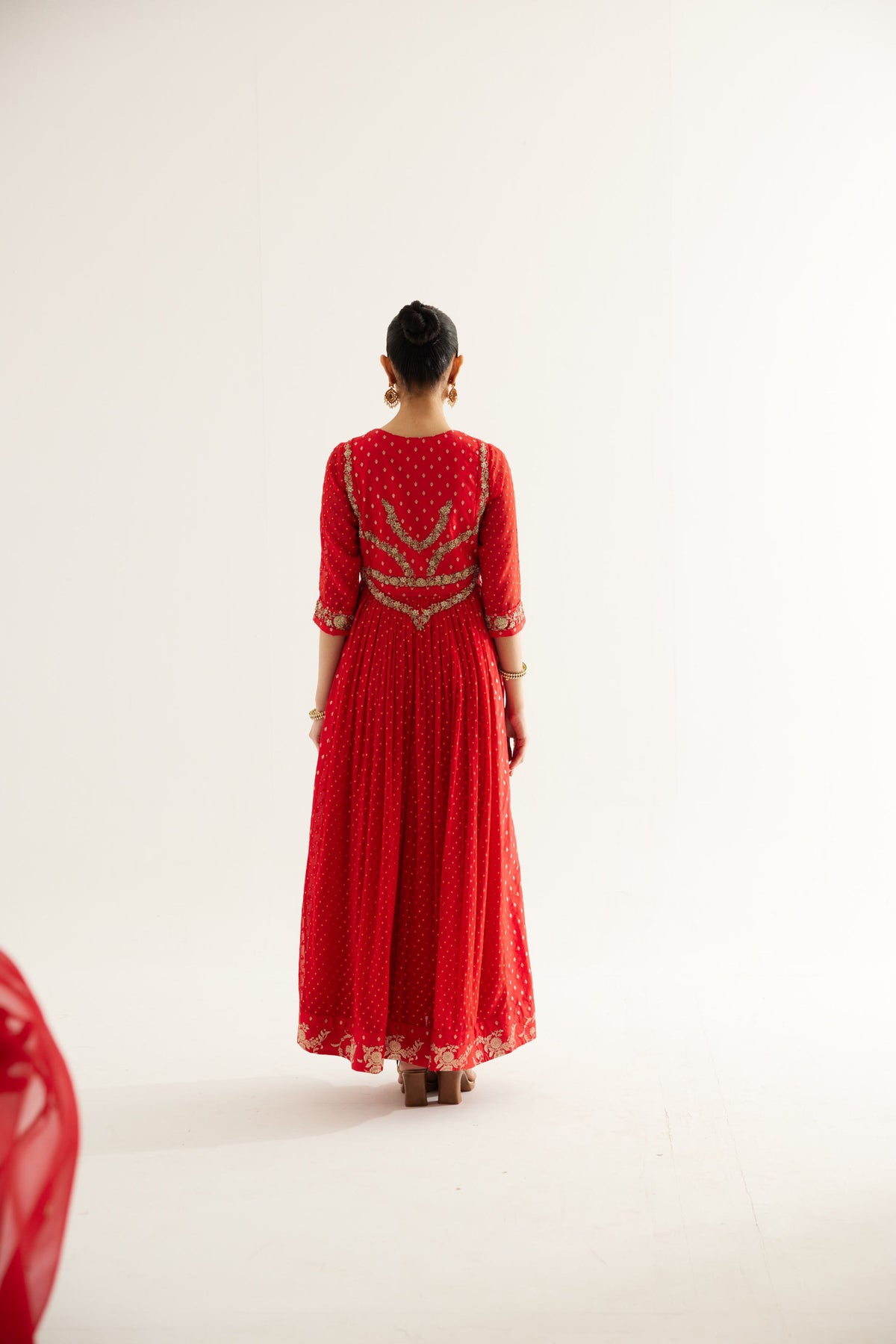 Red Anarkali Set