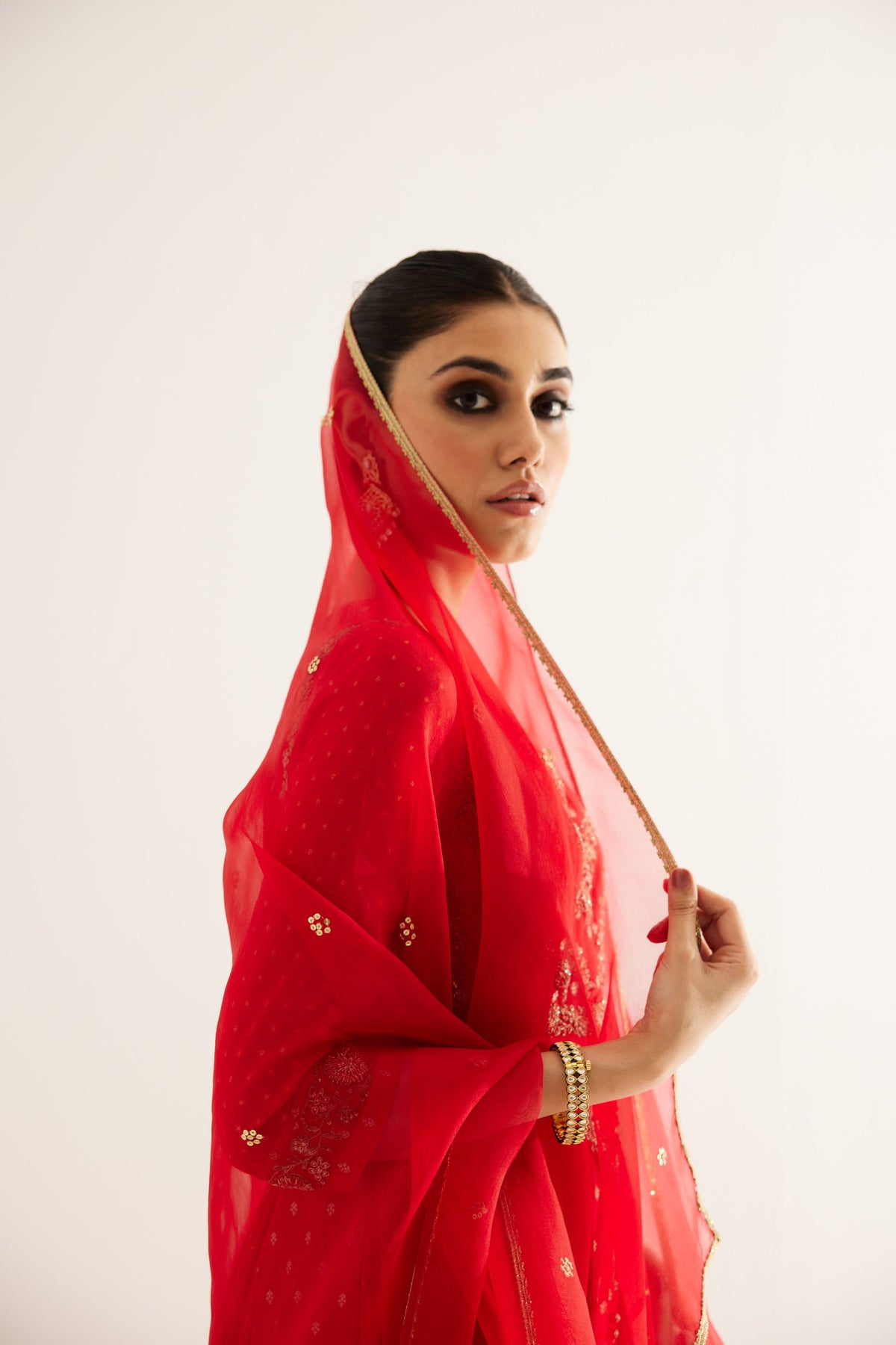 Red Anarkali Set