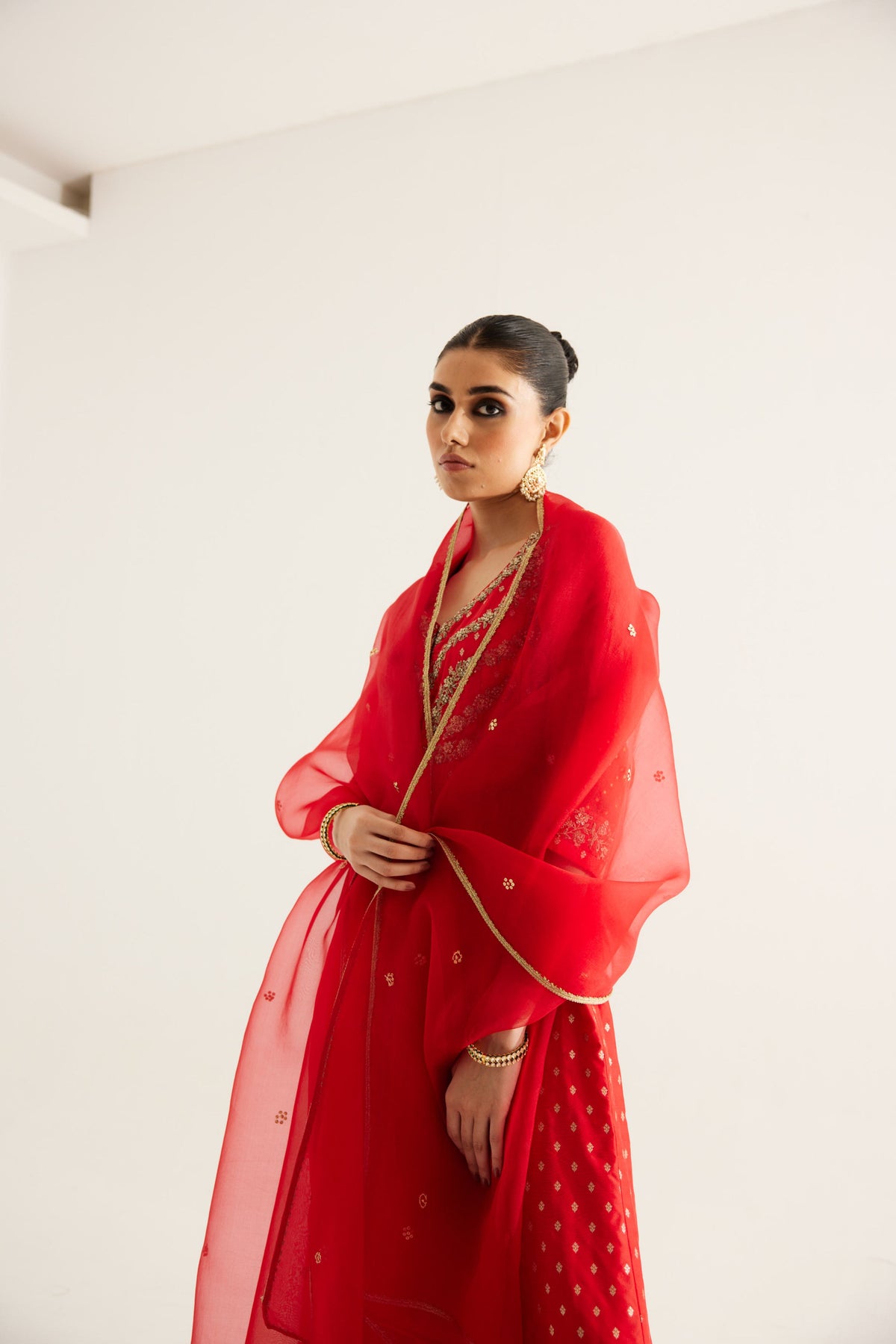 Red Anarkali Set