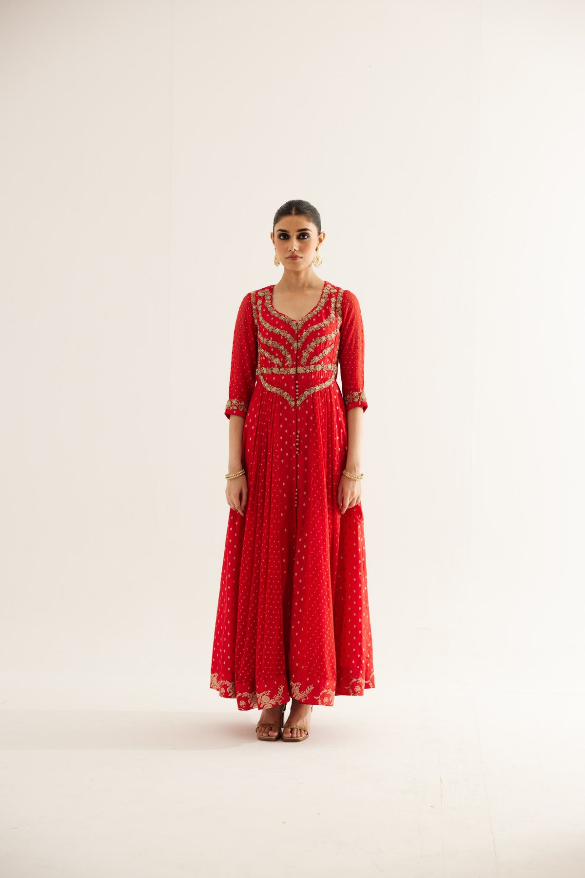 Red Anarkali Set