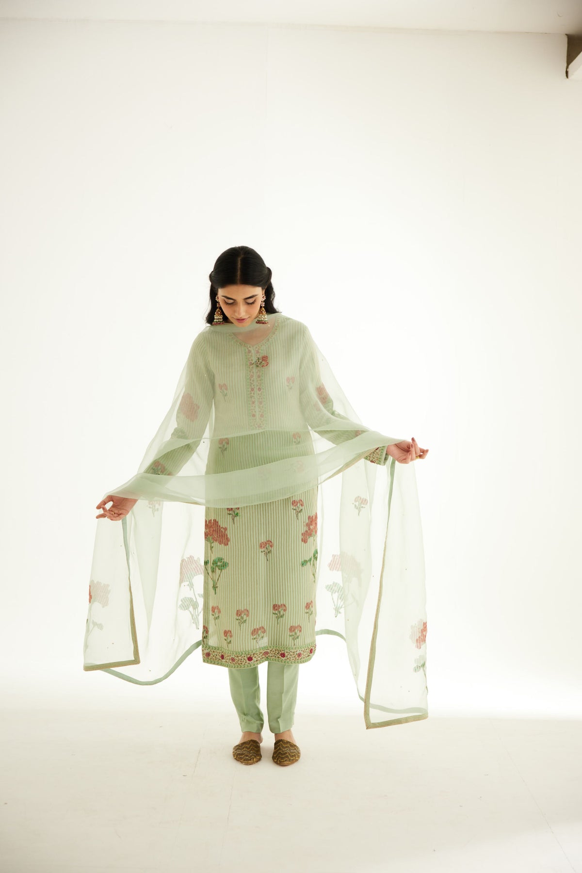 Smoke Green Kurta Set