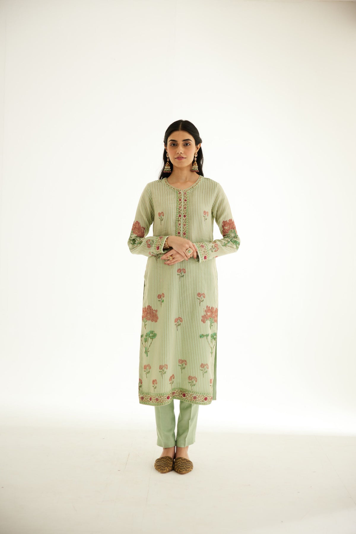 Smoke Green Kurta Set