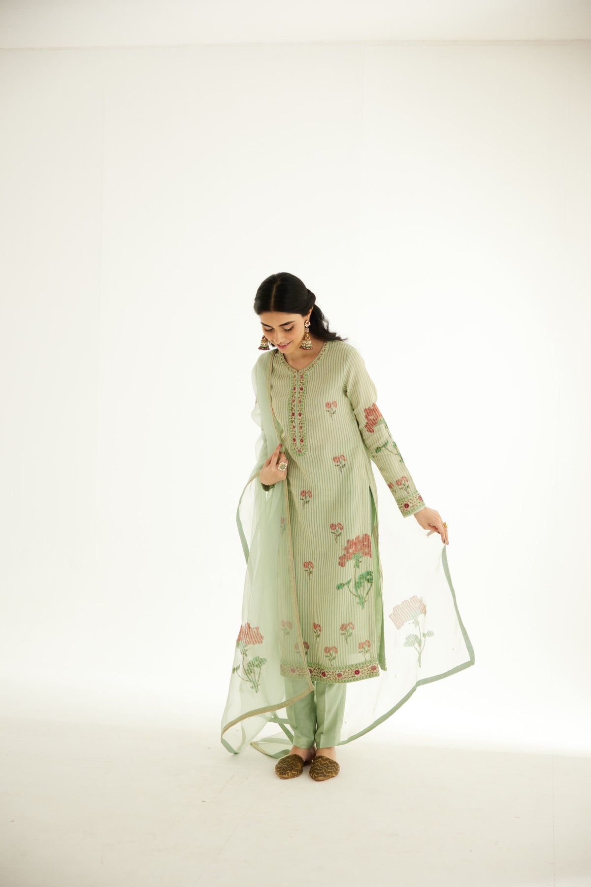 Smoke Green Kurta Set