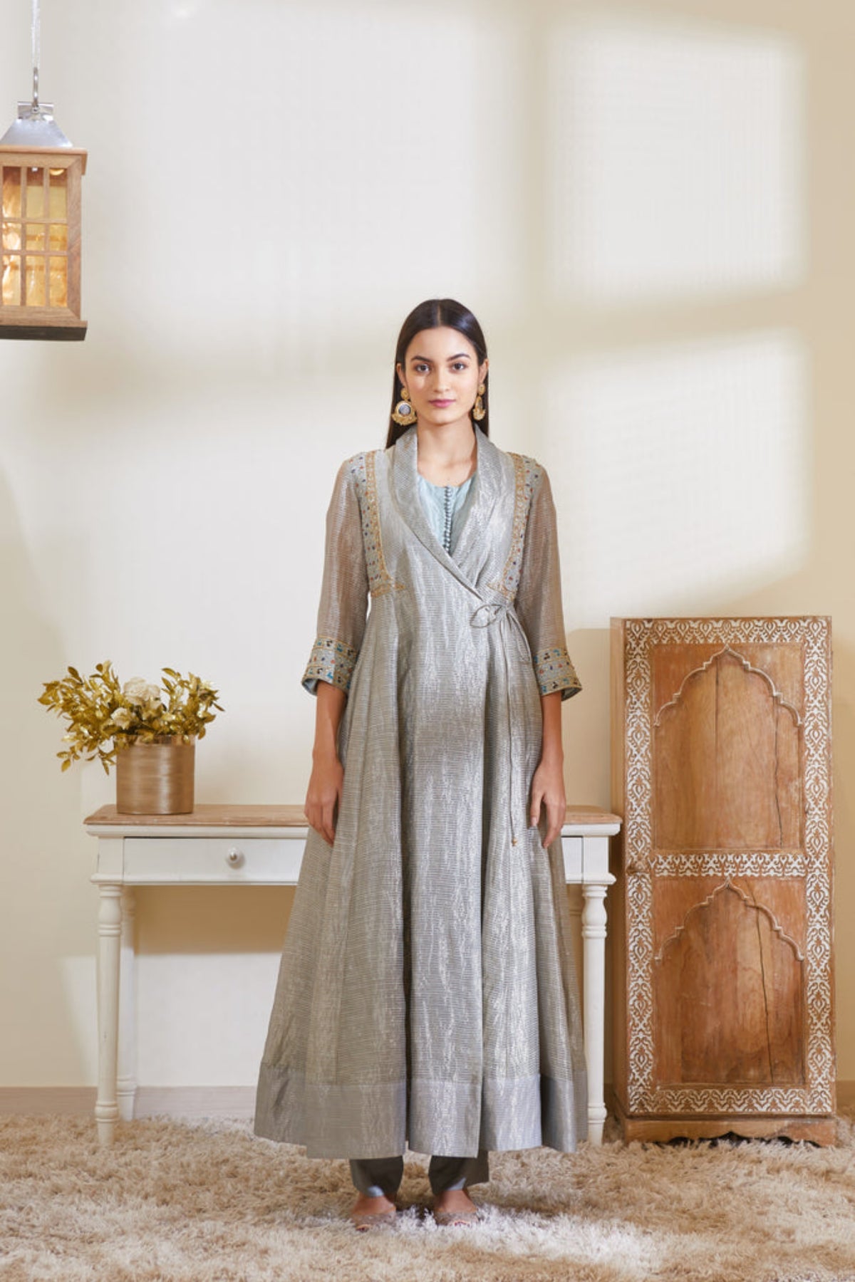 Blue grey angrakha set