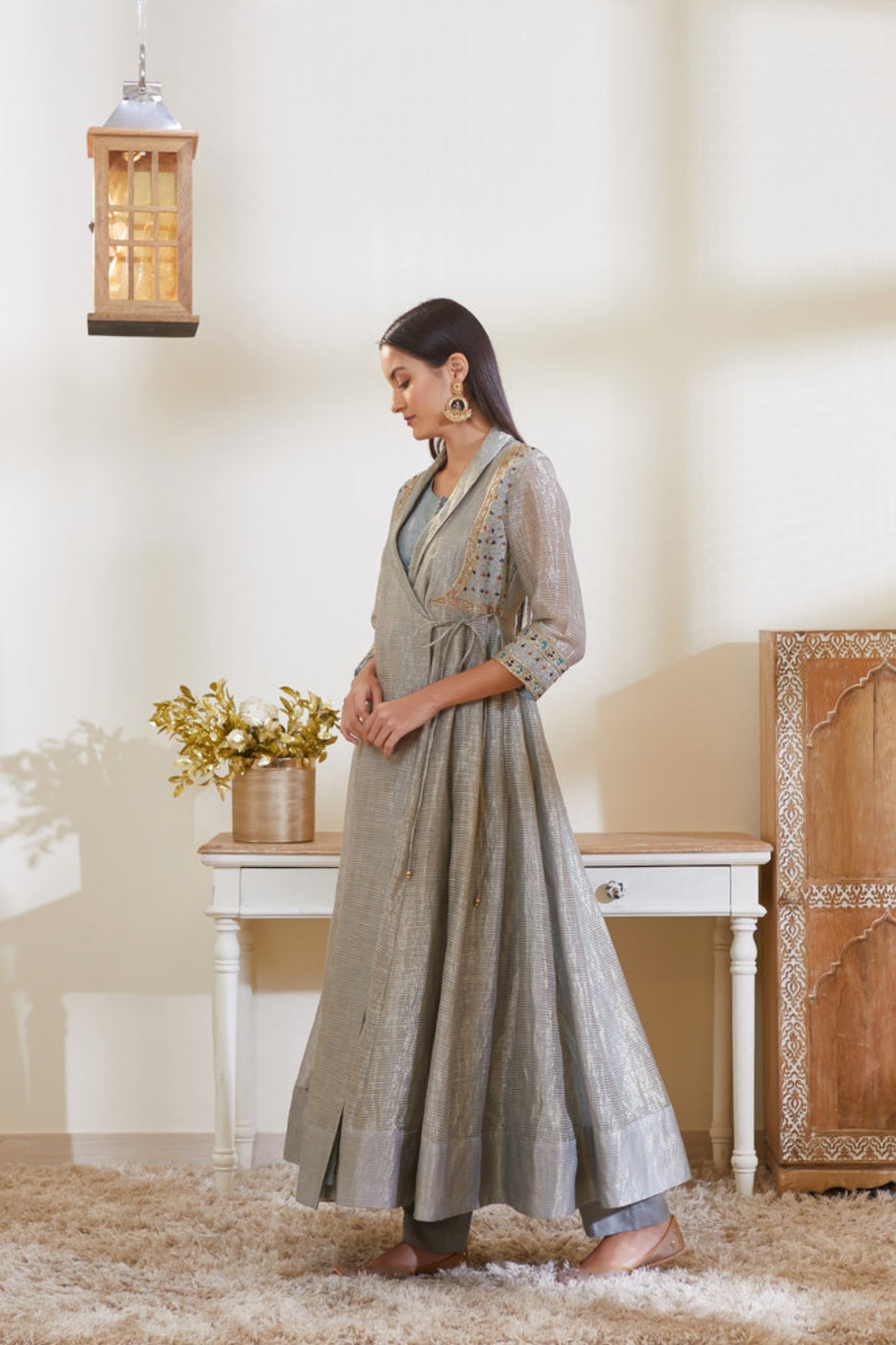 Blue grey angrakha set