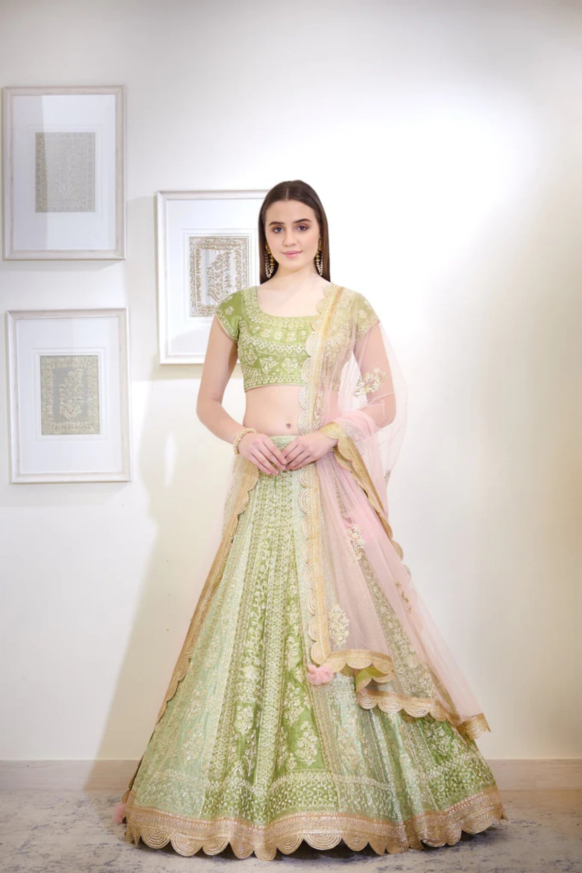 Green lehenga set