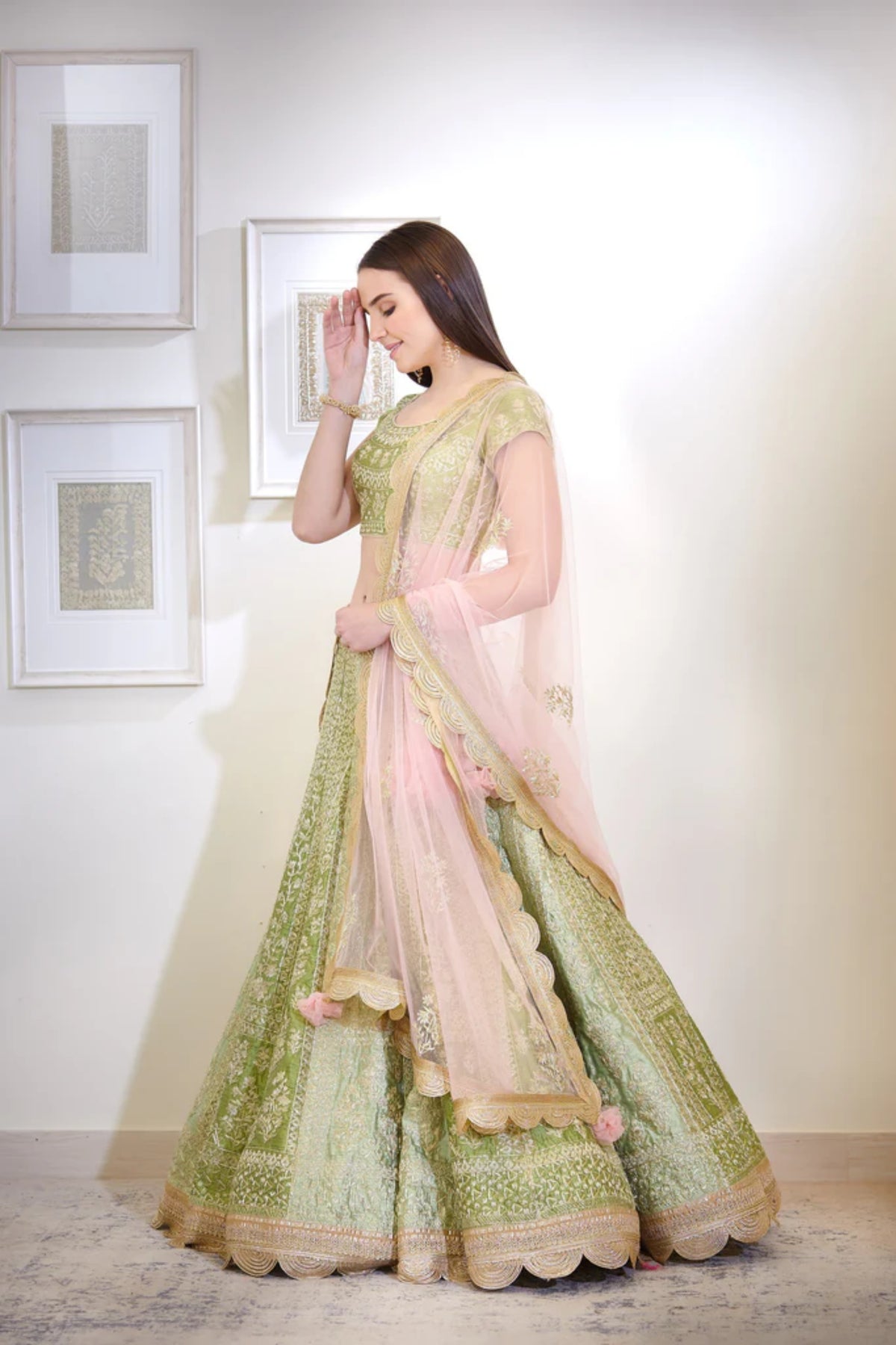 Green lehenga set