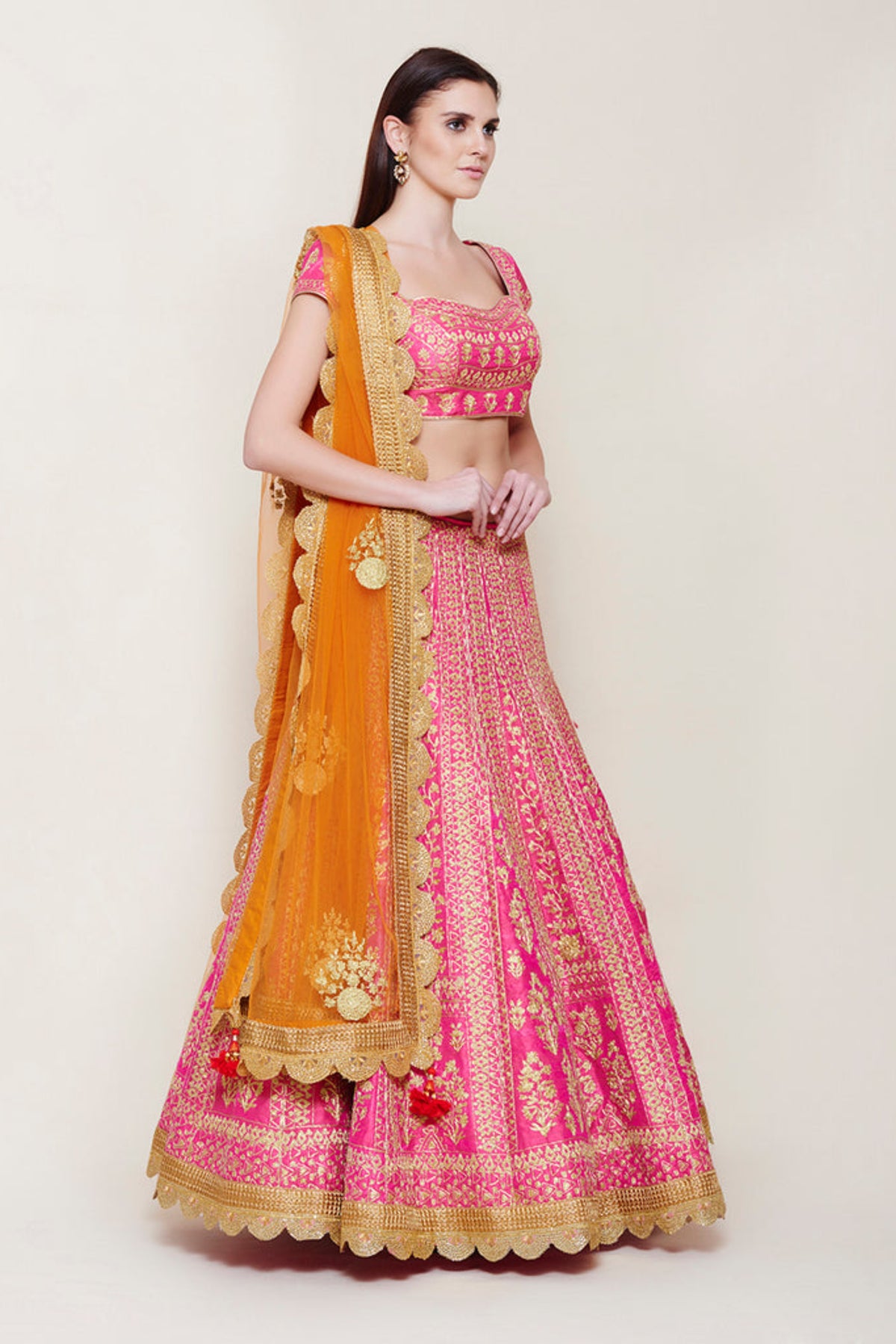 Emerald pink lehenga set