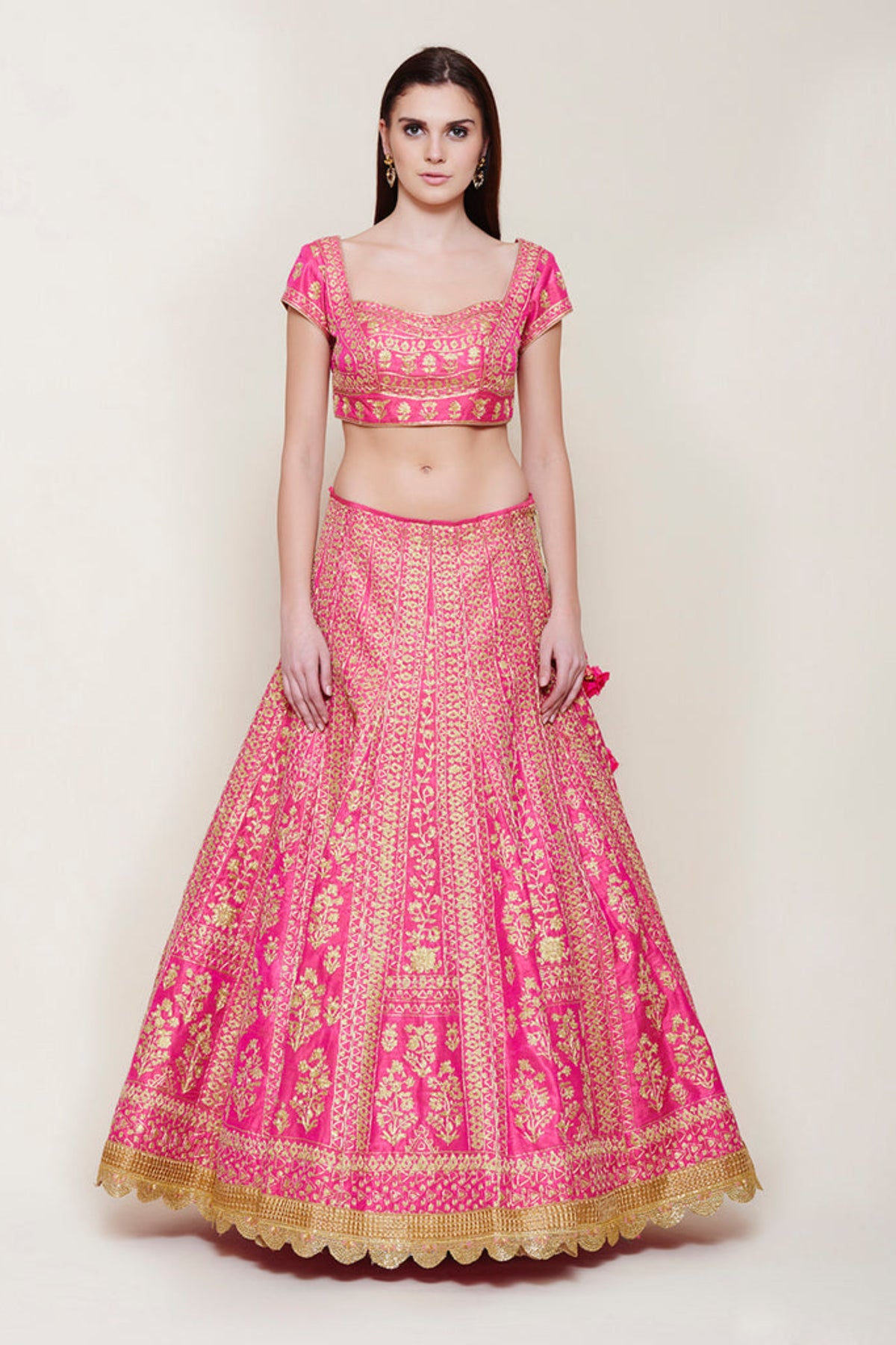 Emerald pink lehenga set