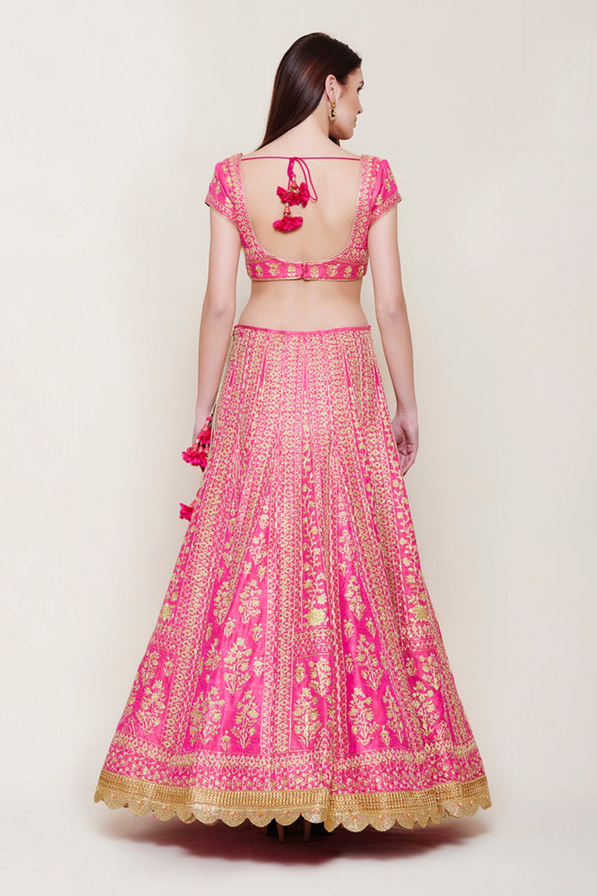 Emerald pink lehenga set