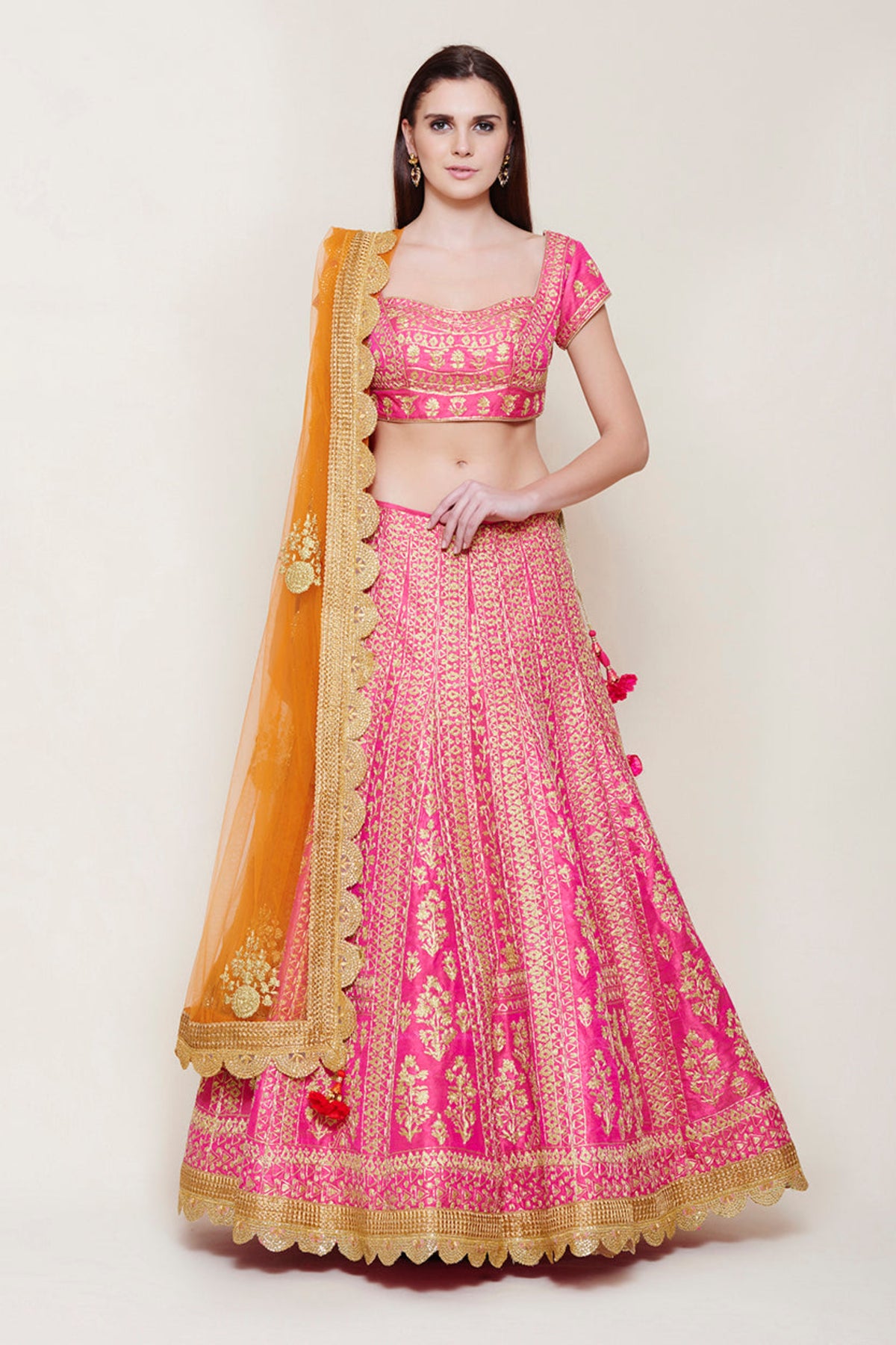 Emerald pink lehenga set