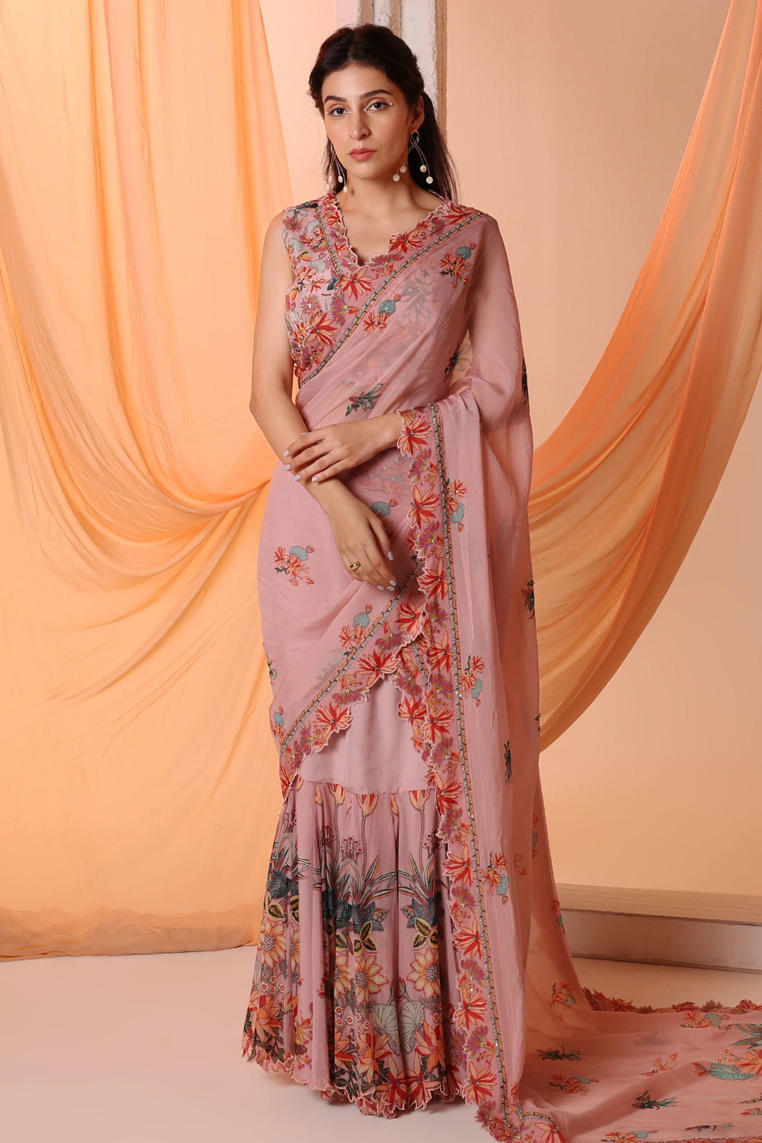 Aarani Embroidered Drape Saree Set