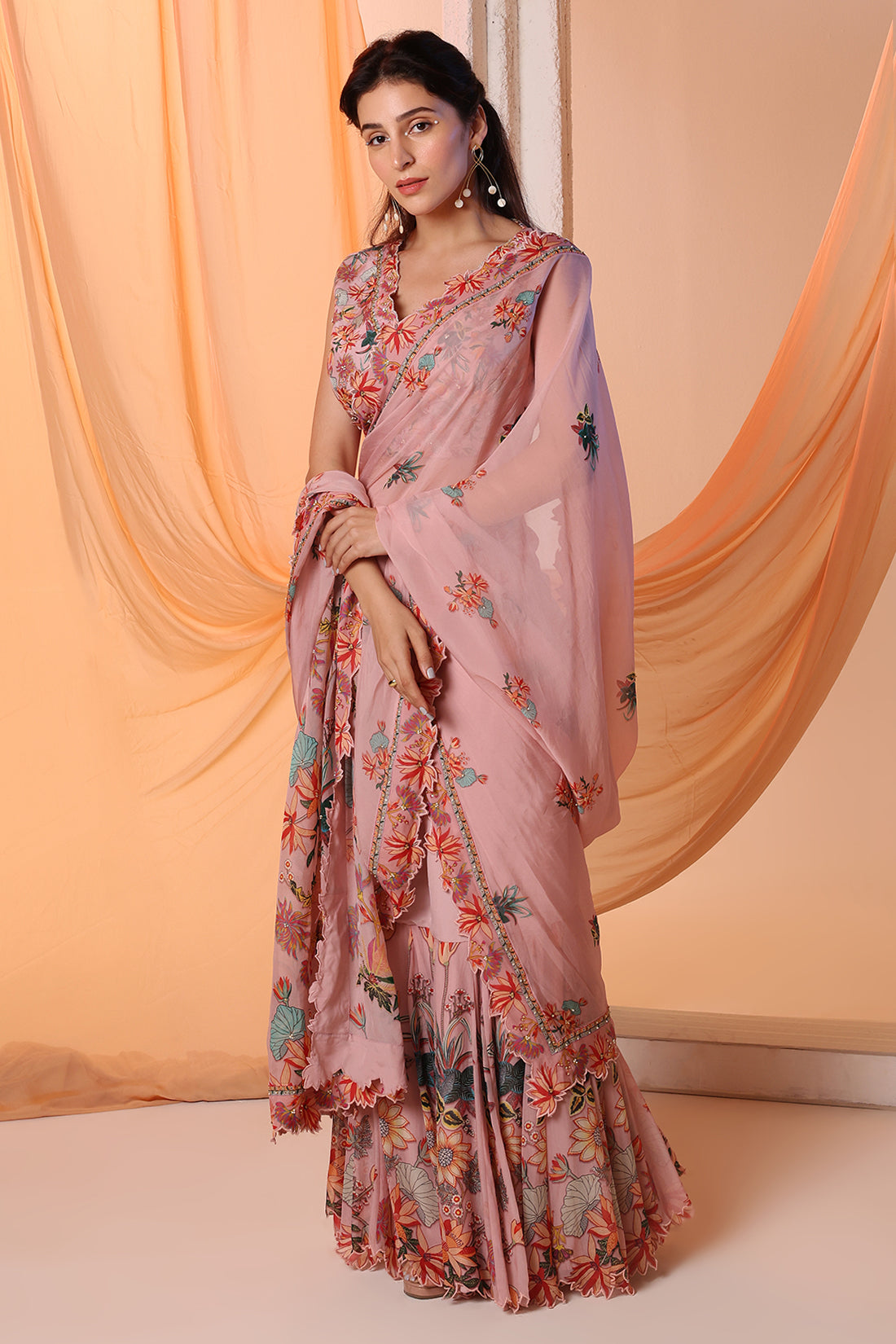 Aarani Embroidered Drape Saree Set