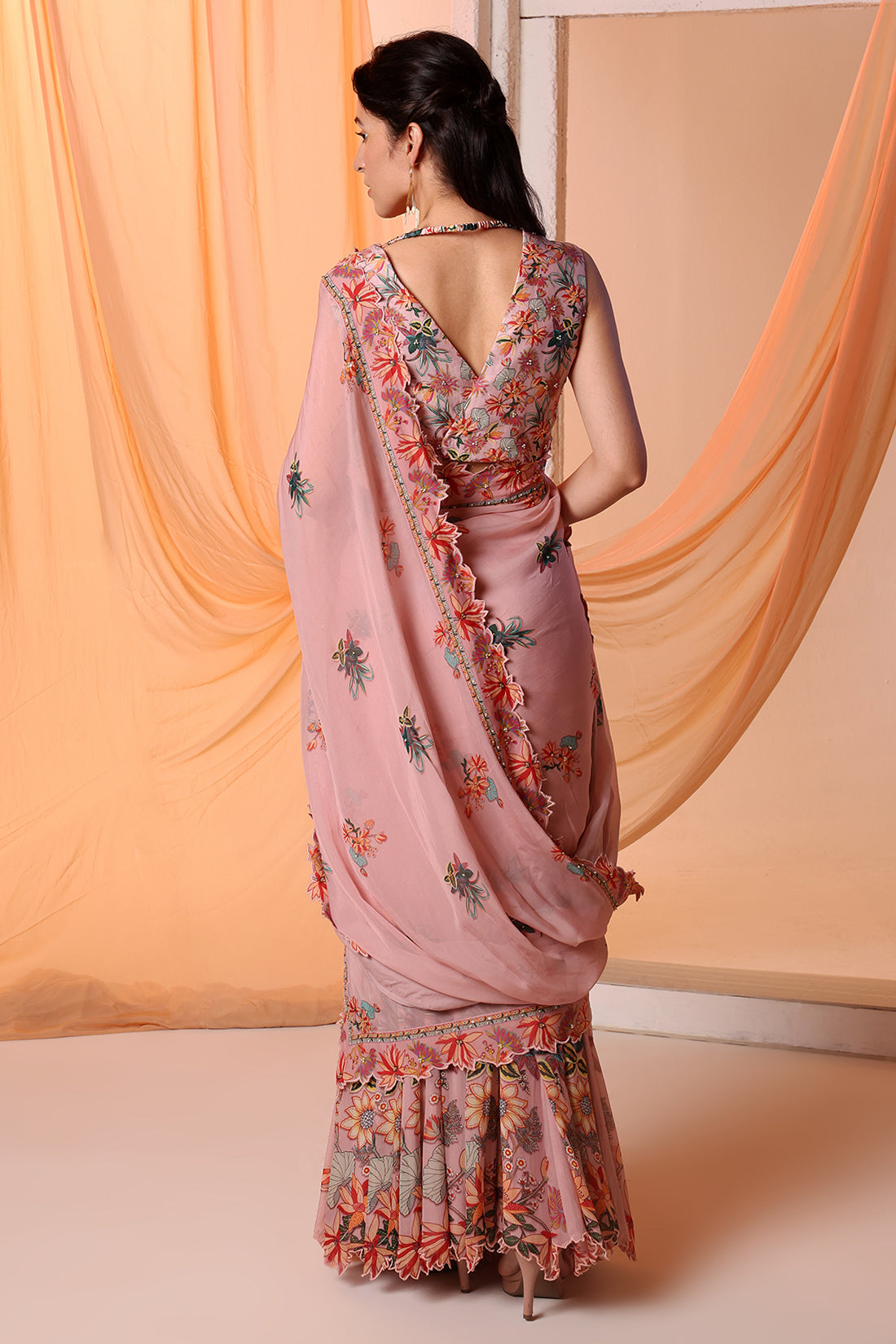 Aarani Embroidered Drape Saree Set