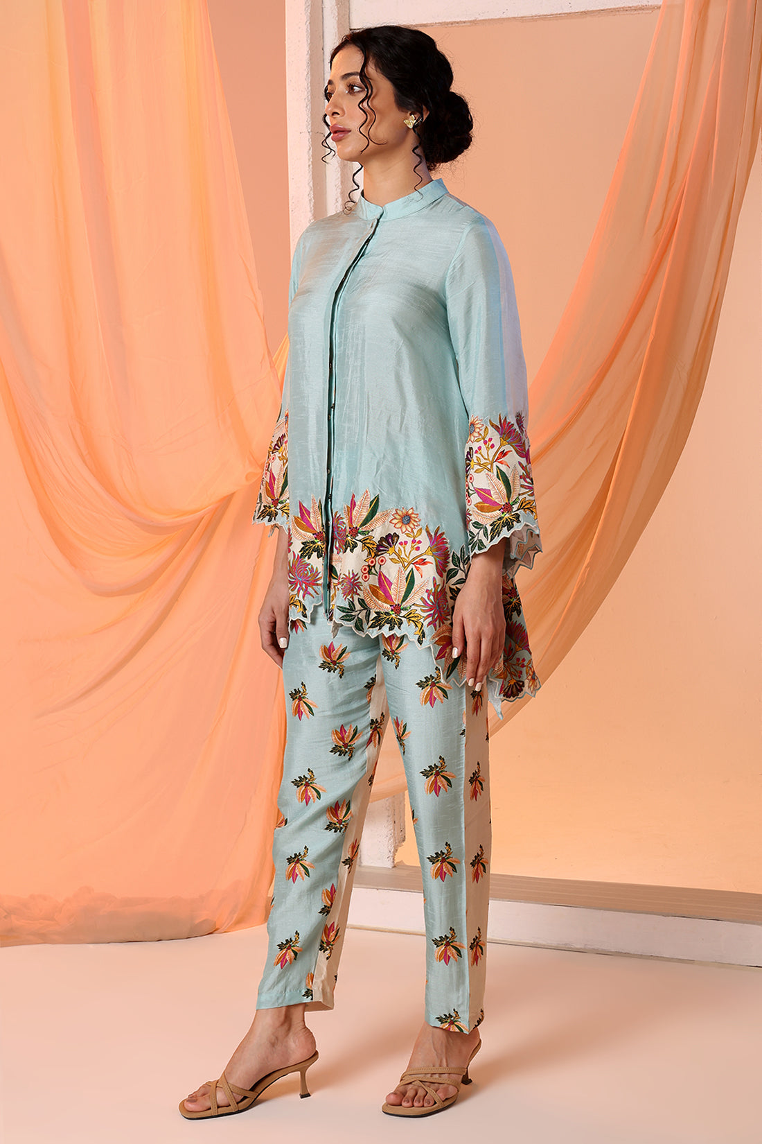 Blue Aarani Embroidered Co-ord Set