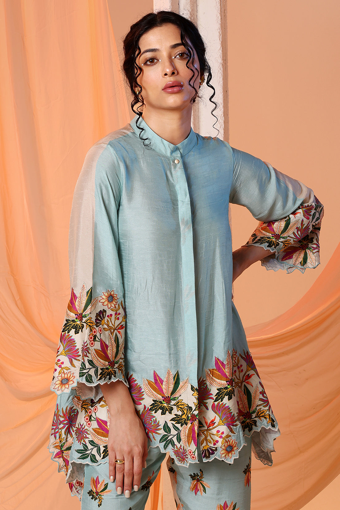 Blue Aarani Embroidered Co-ord Set