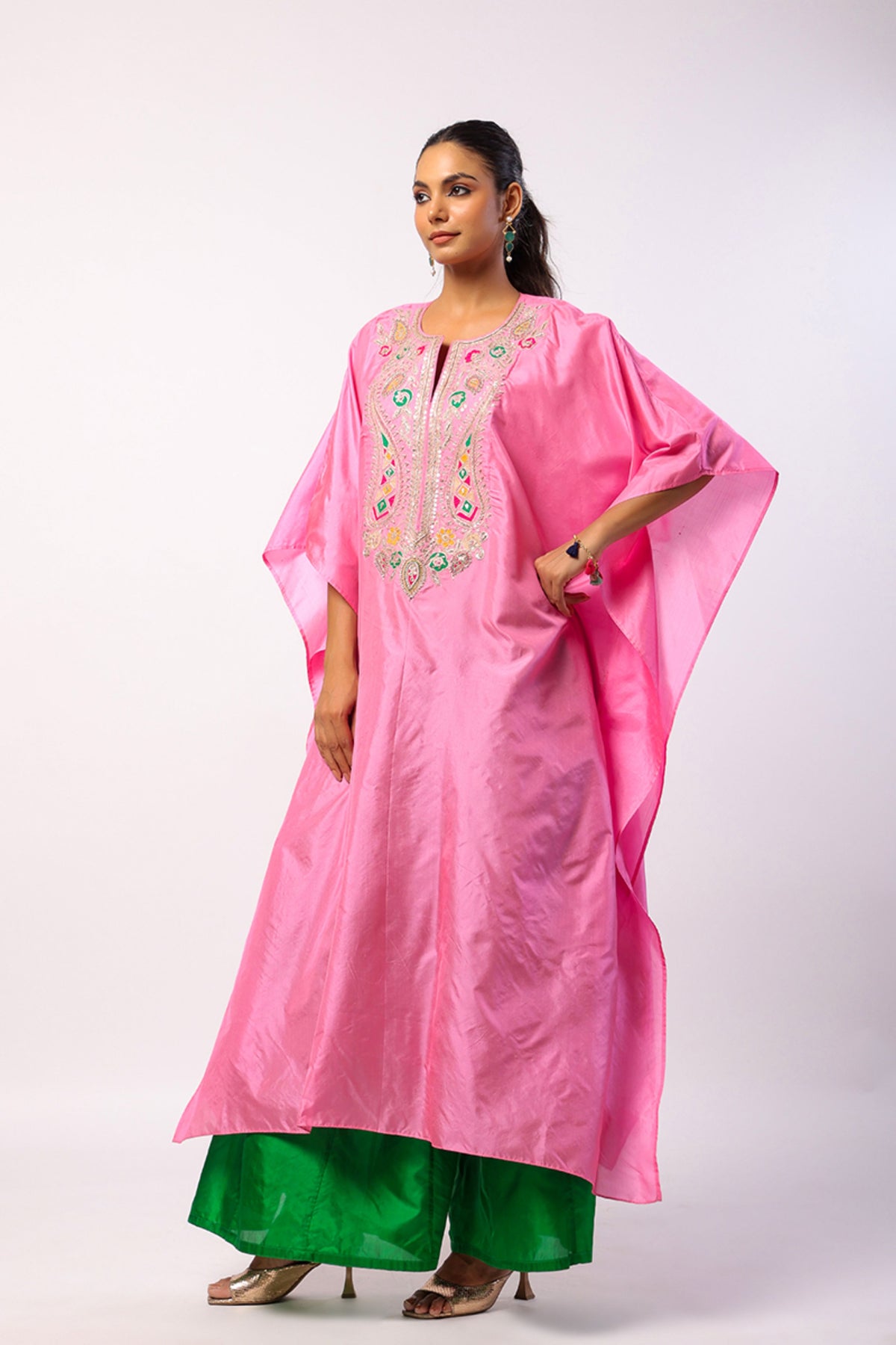 Navratan Pink Kaftan Set