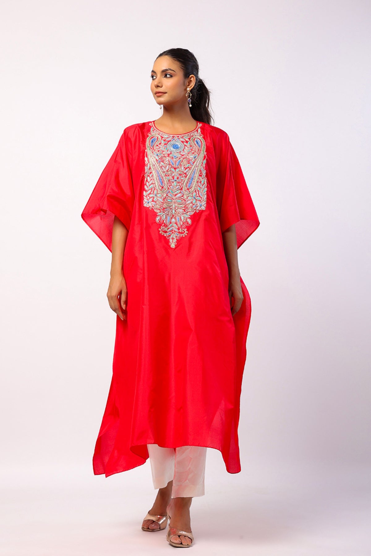 Resham Red Kaftan Set