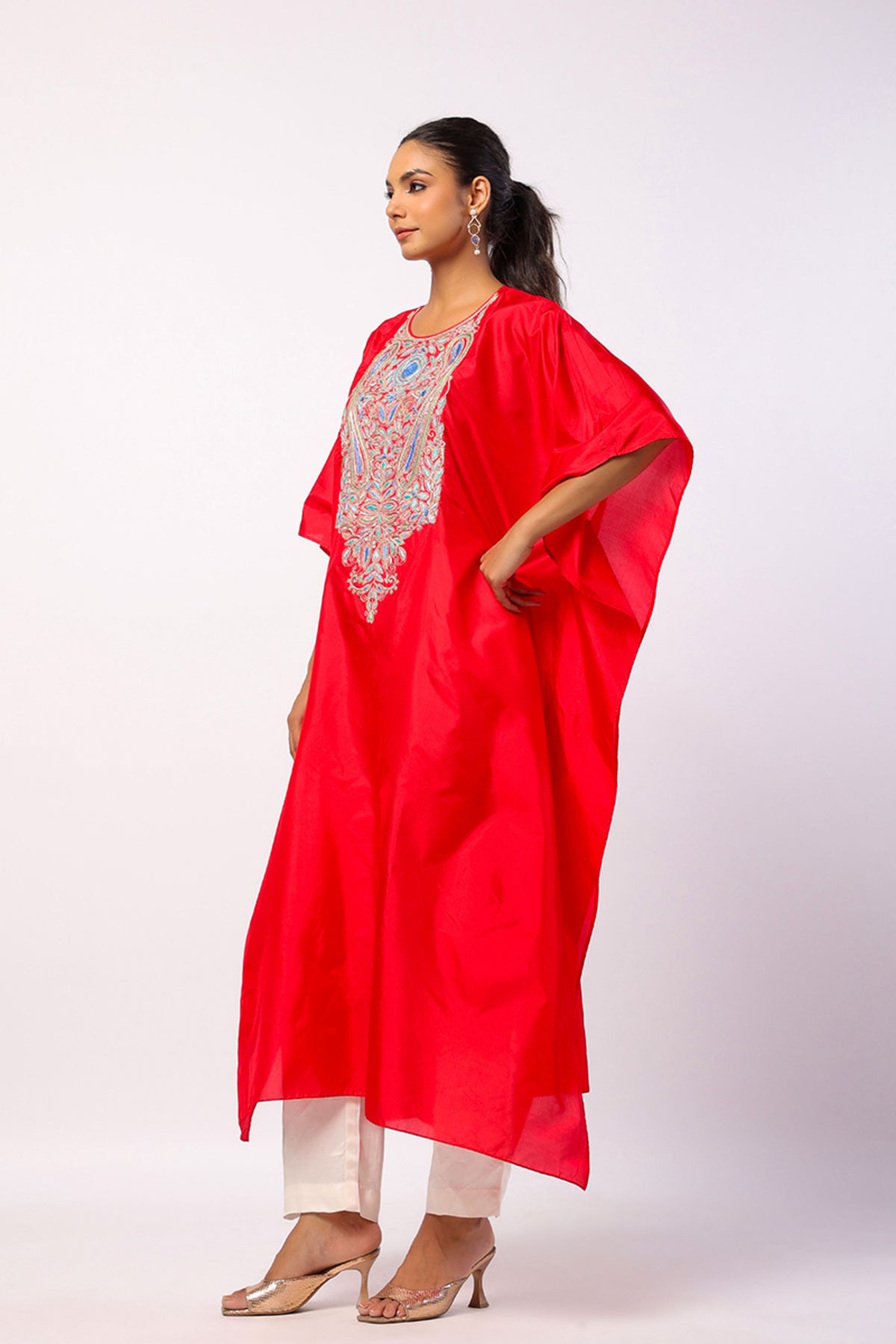 Resham Red Kaftan Set