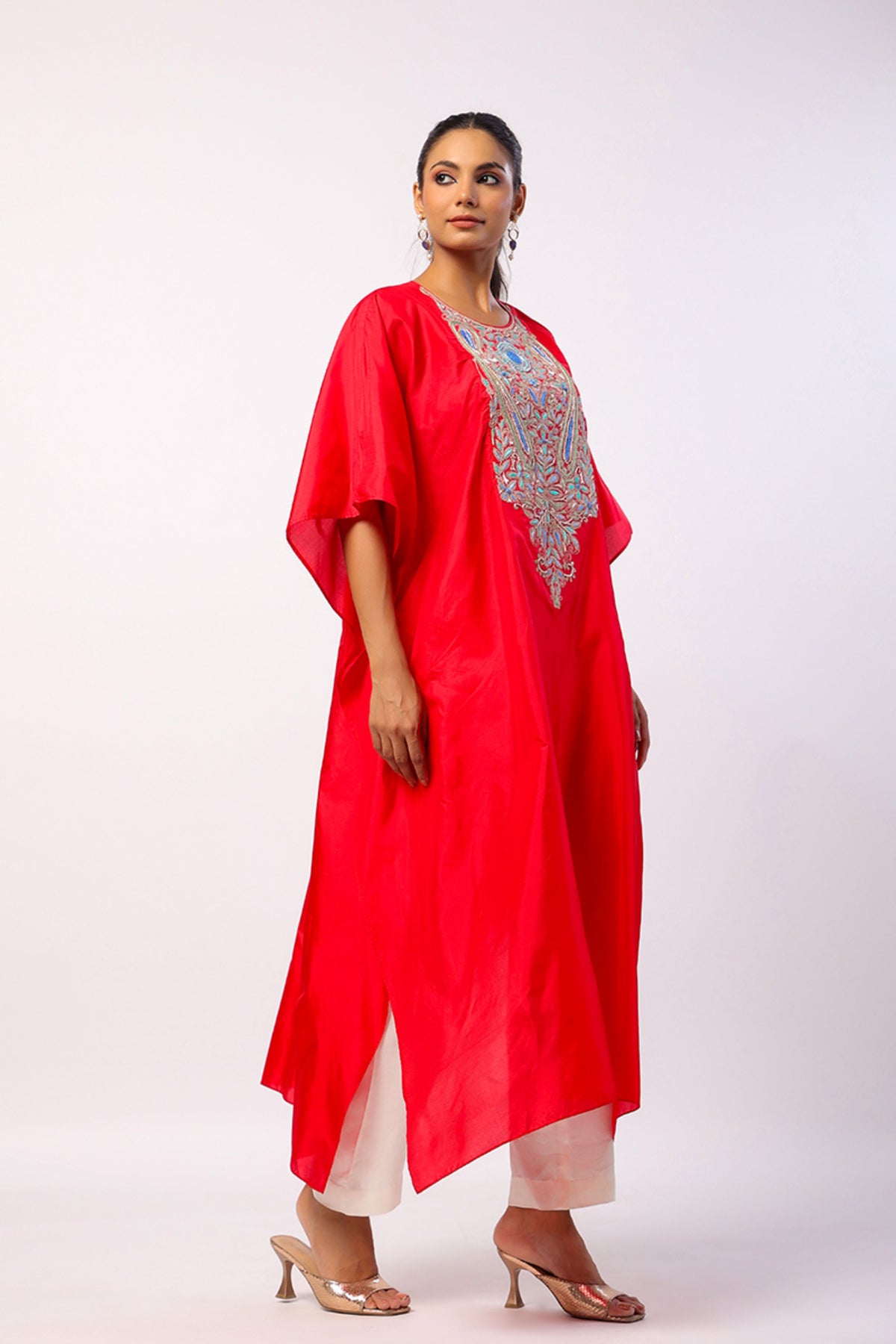 Resham Red Kaftan Set