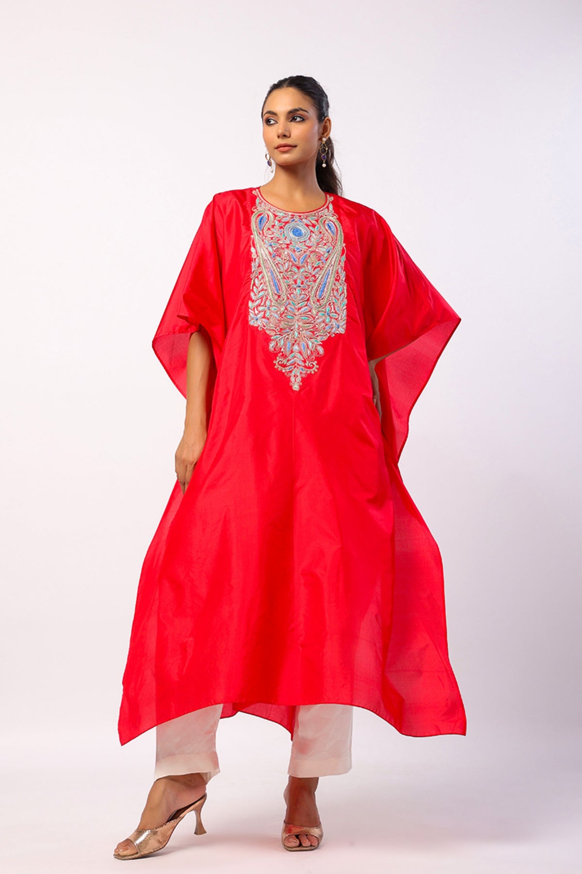 Resham Red Kaftan Set