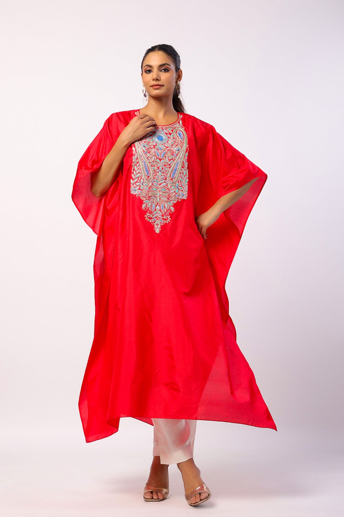 Resham Red Kaftan Set