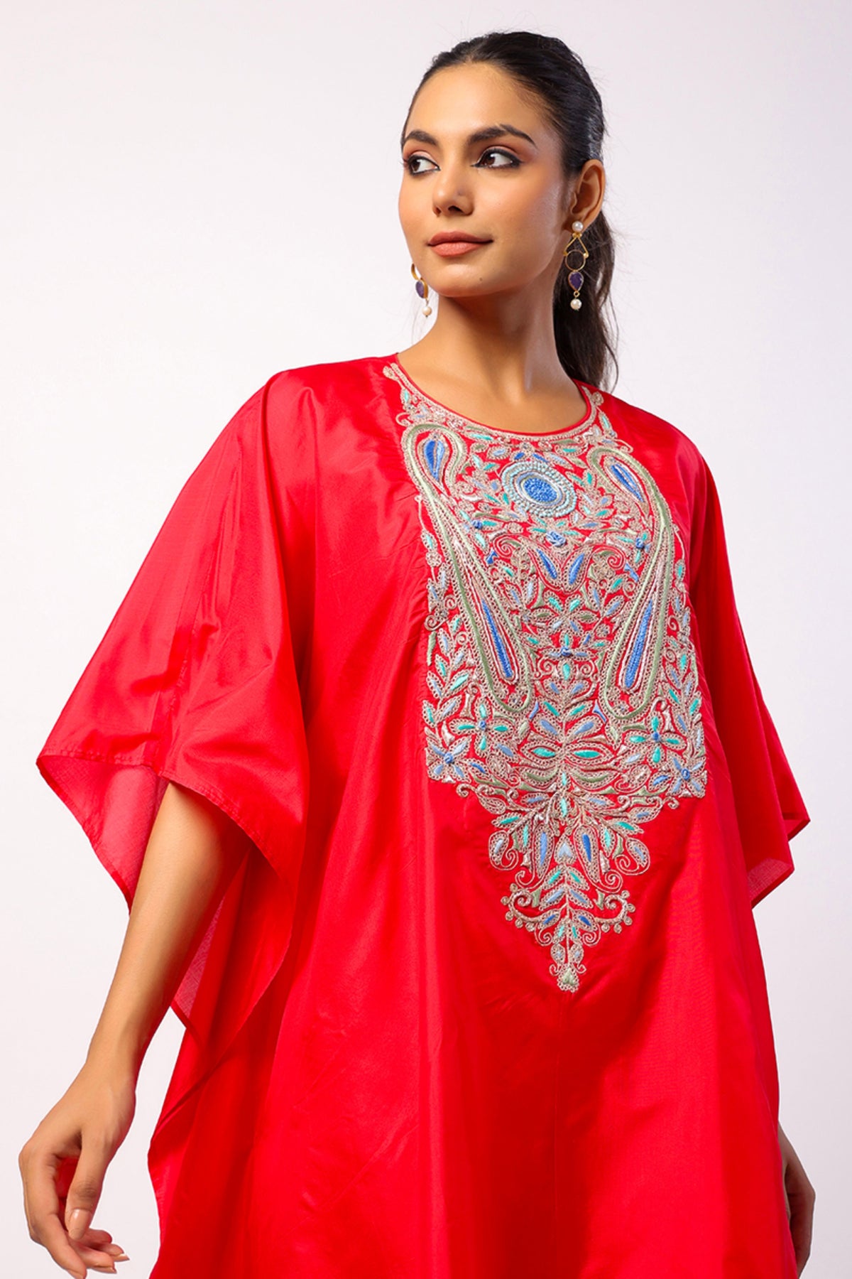 Resham Red Kaftan Set