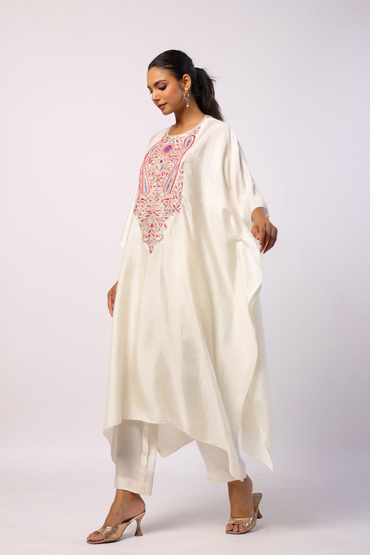 Resham Ivory Kaftan Set