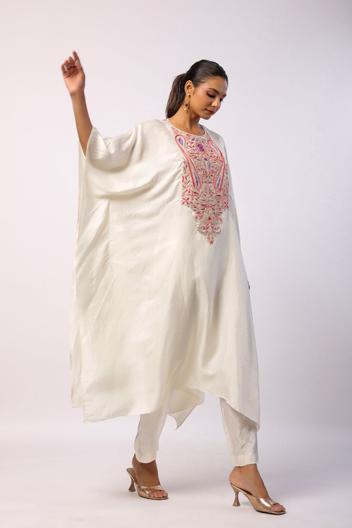 Resham Ivory Kaftan Set