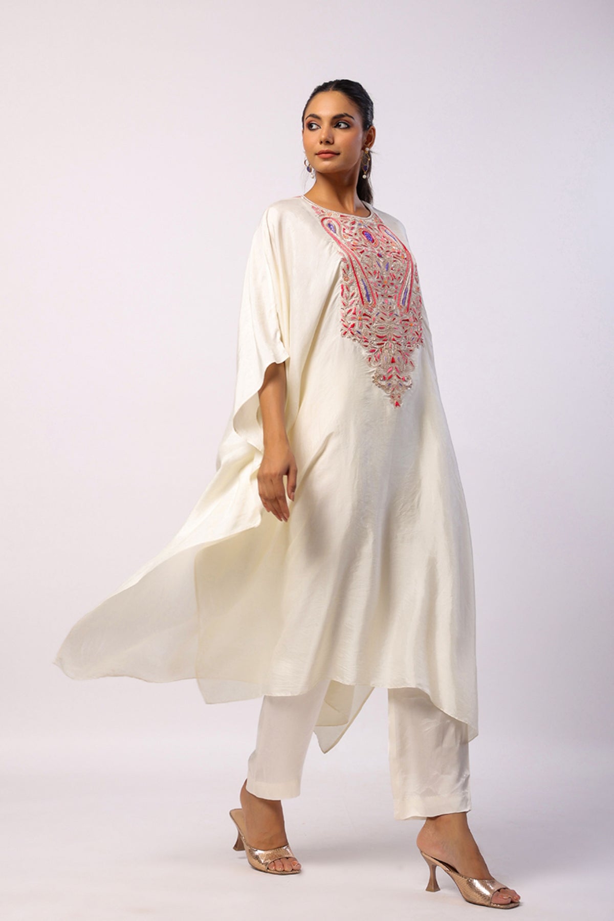 Resham Ivory Kaftan Set