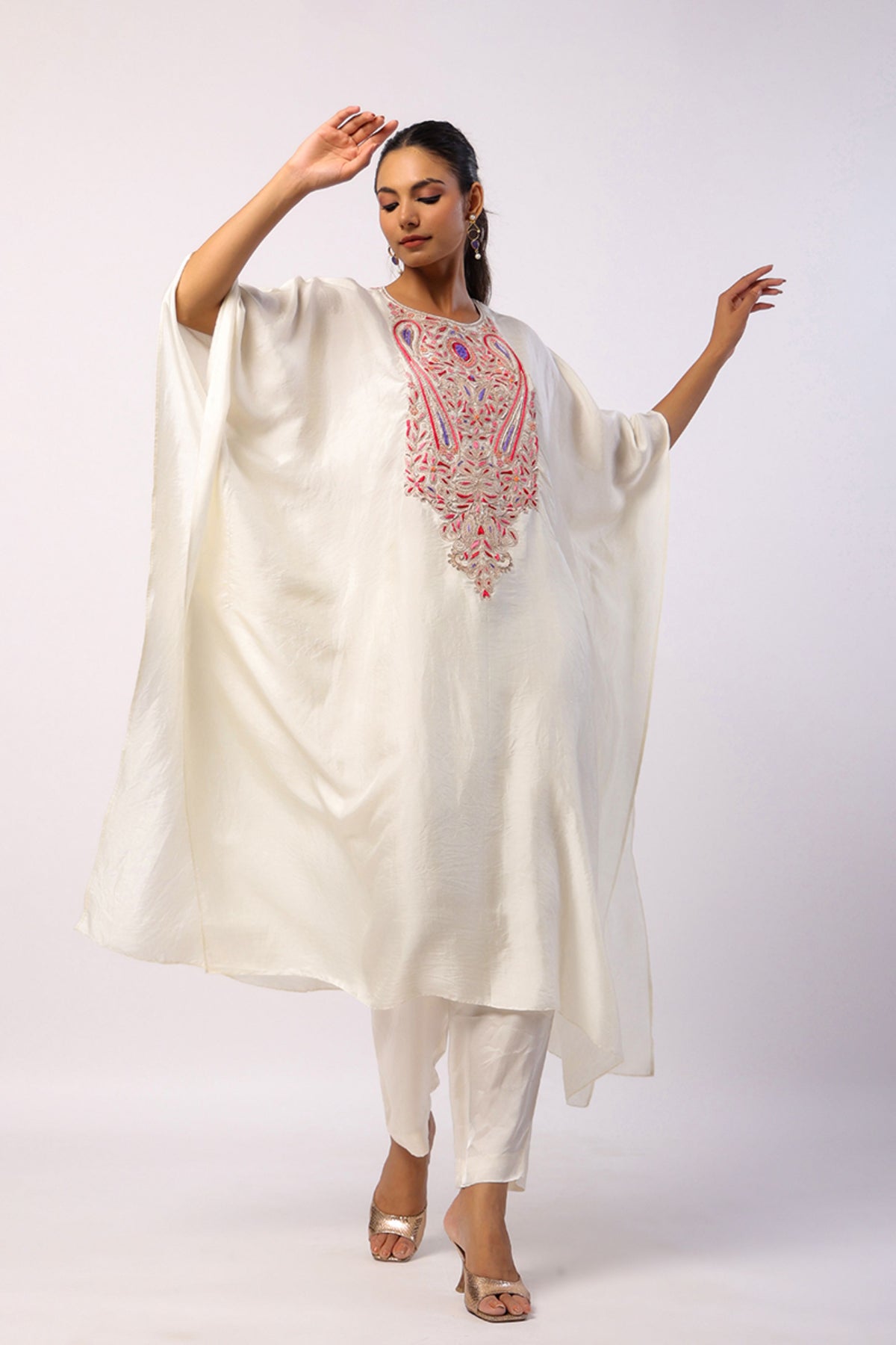 Resham Ivory Kaftan Set