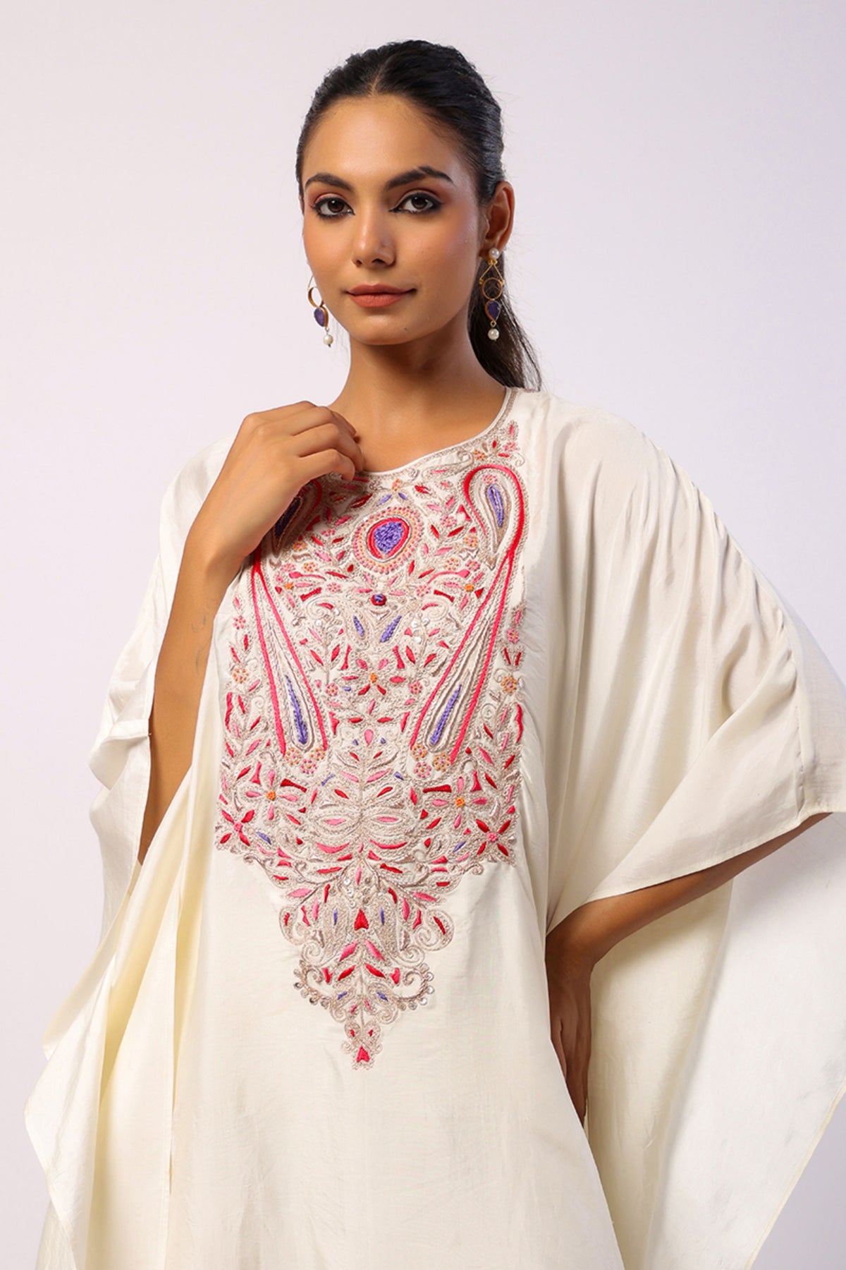 Resham Ivory Kaftan Set