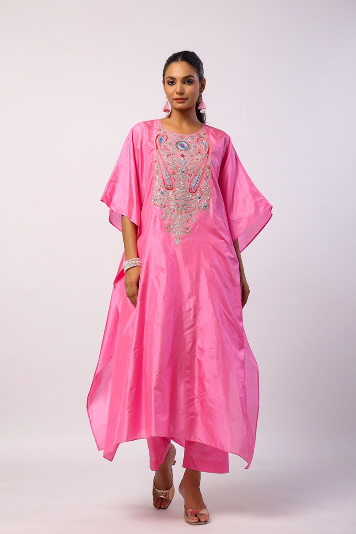 Resham Pink Kaftan Set