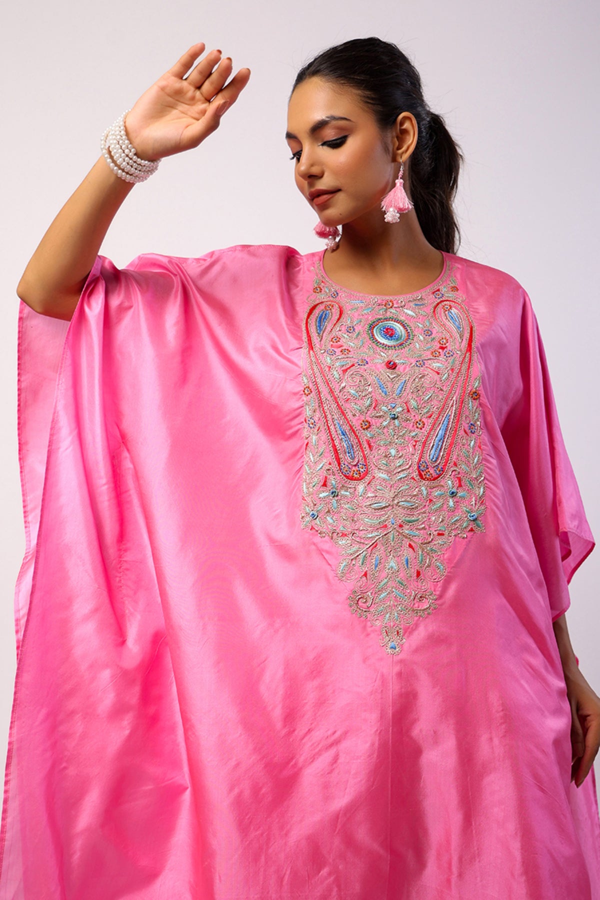 Resham Pink Kaftan Set