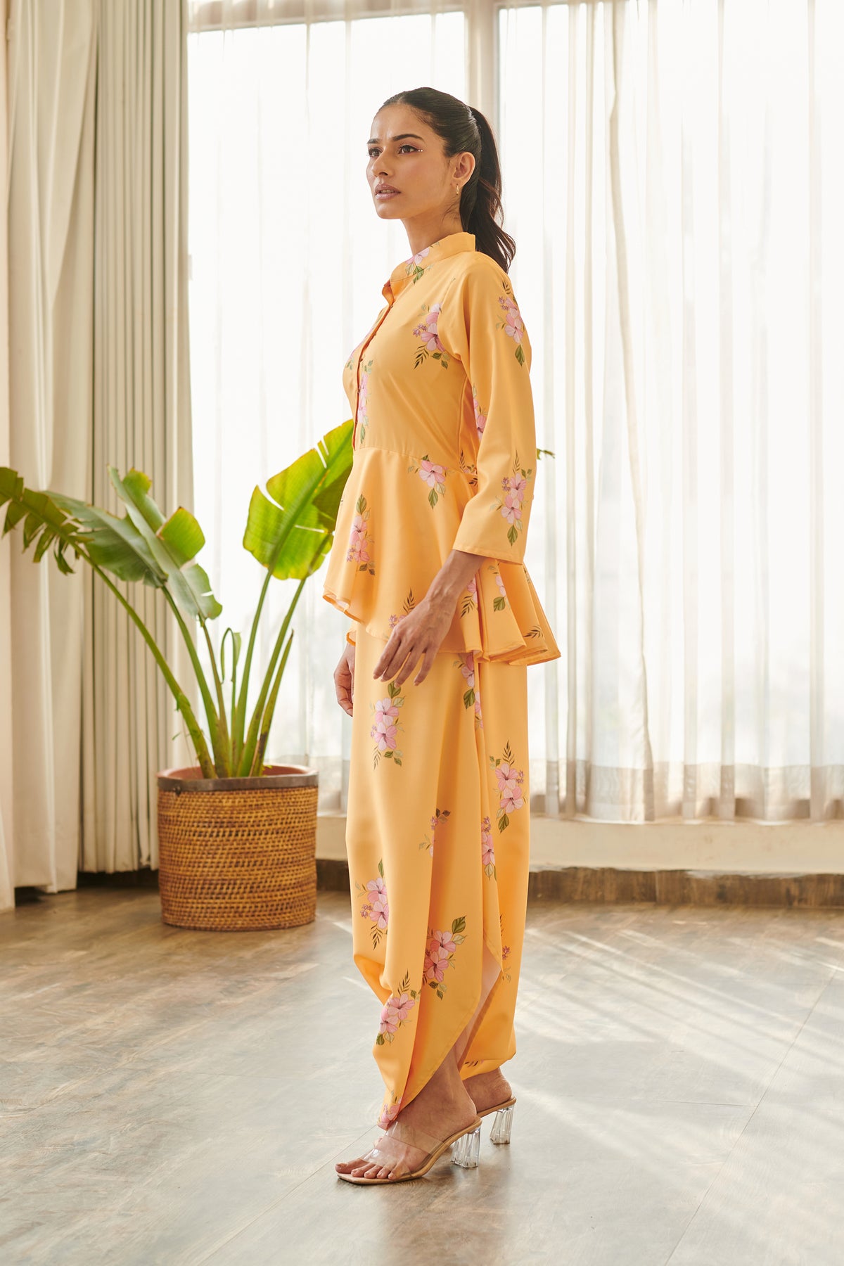 Jasmine Yellow Peplum Dhoti Jumpsuit