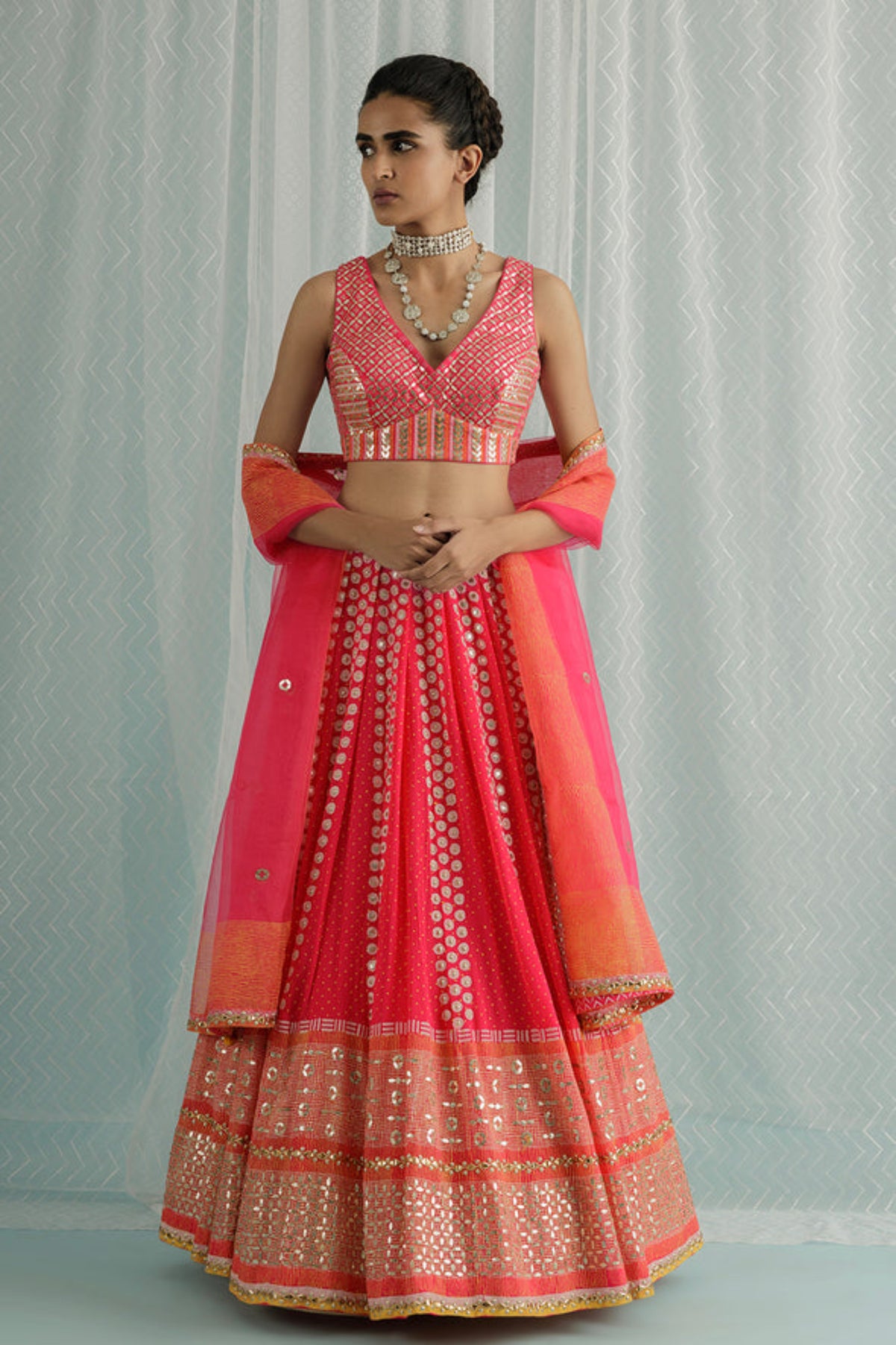 Fuschia Kara Lehenga Set