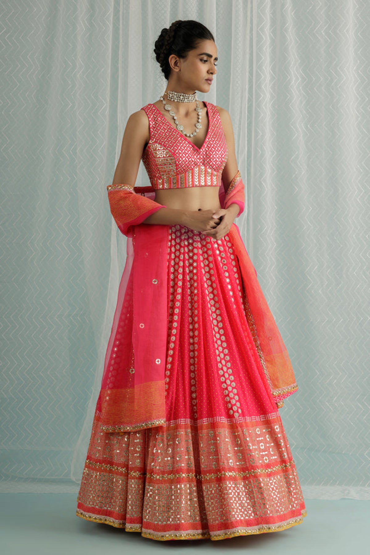 Fuschia Kara Lehenga Set