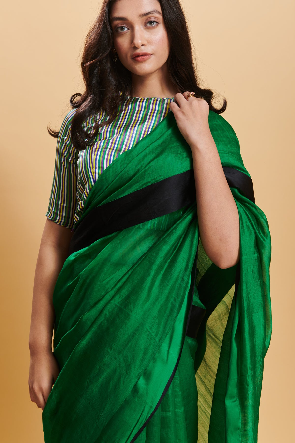 Green Love Canal Organza Mulberry Saree