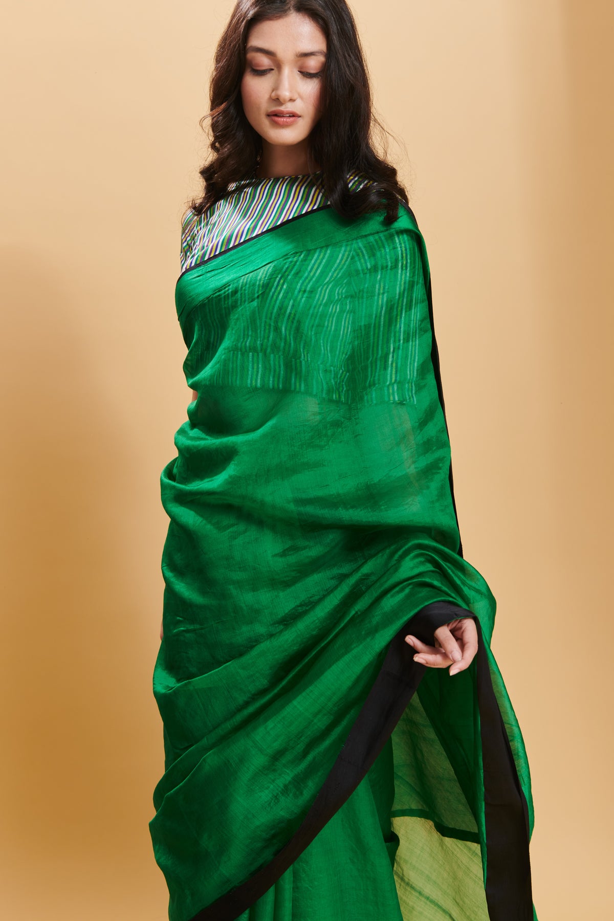 Green Love Canal Organza Mulberry Saree