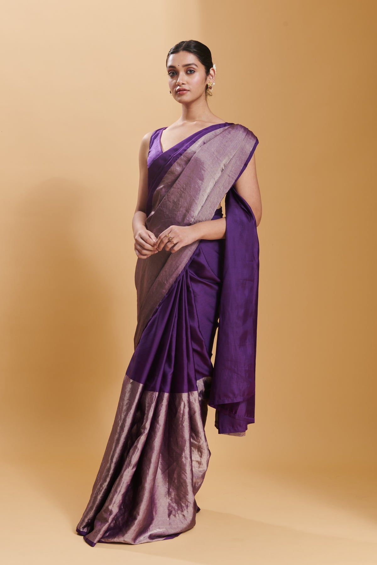 Purple Confluence Silk Satin  Saree