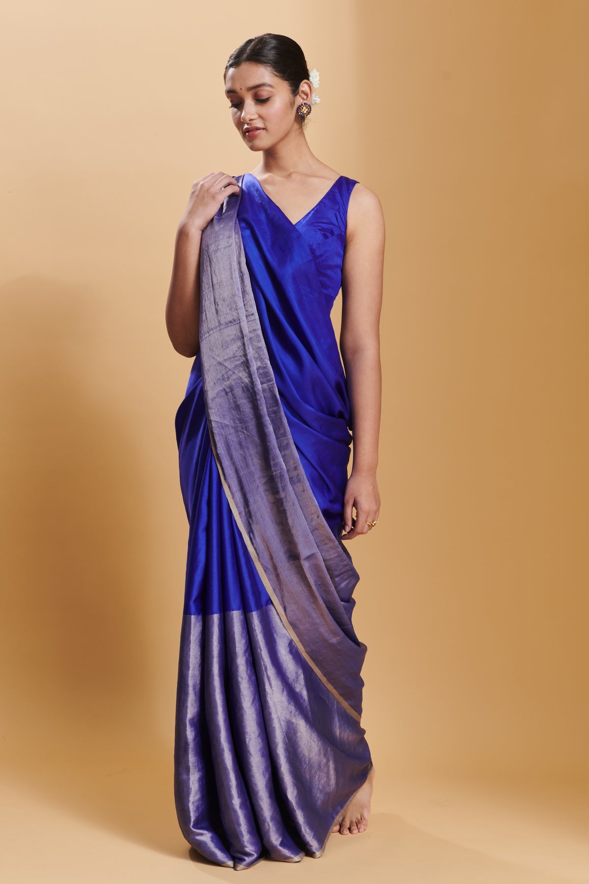 Blue Confluence Silk Satin  Saree