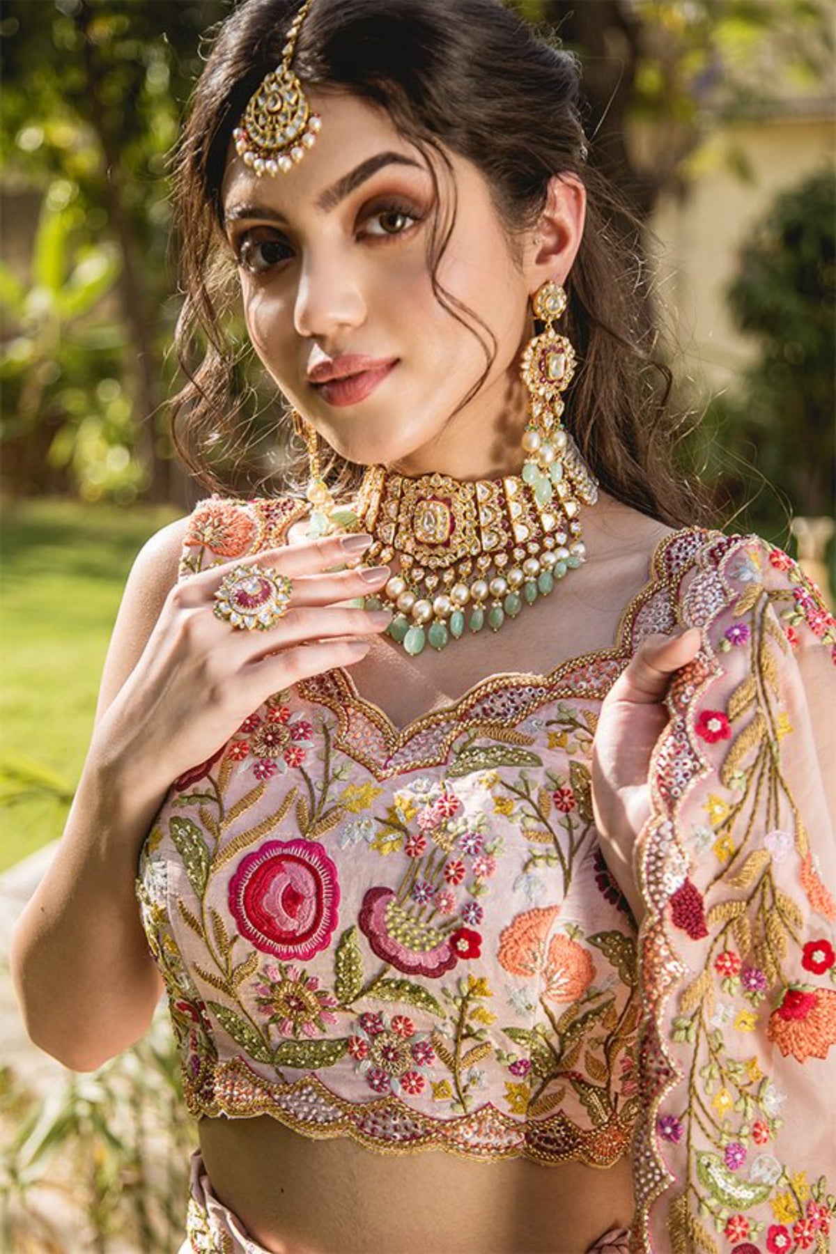 Soft Peach Raw Silk Lehenga Set